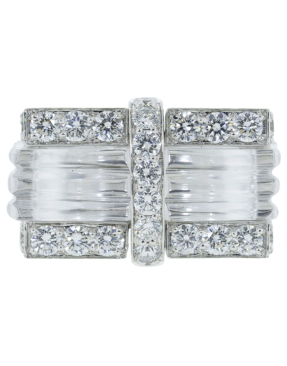 DAVID WEBB-White Tuxedo Ring-WHITE GOLD