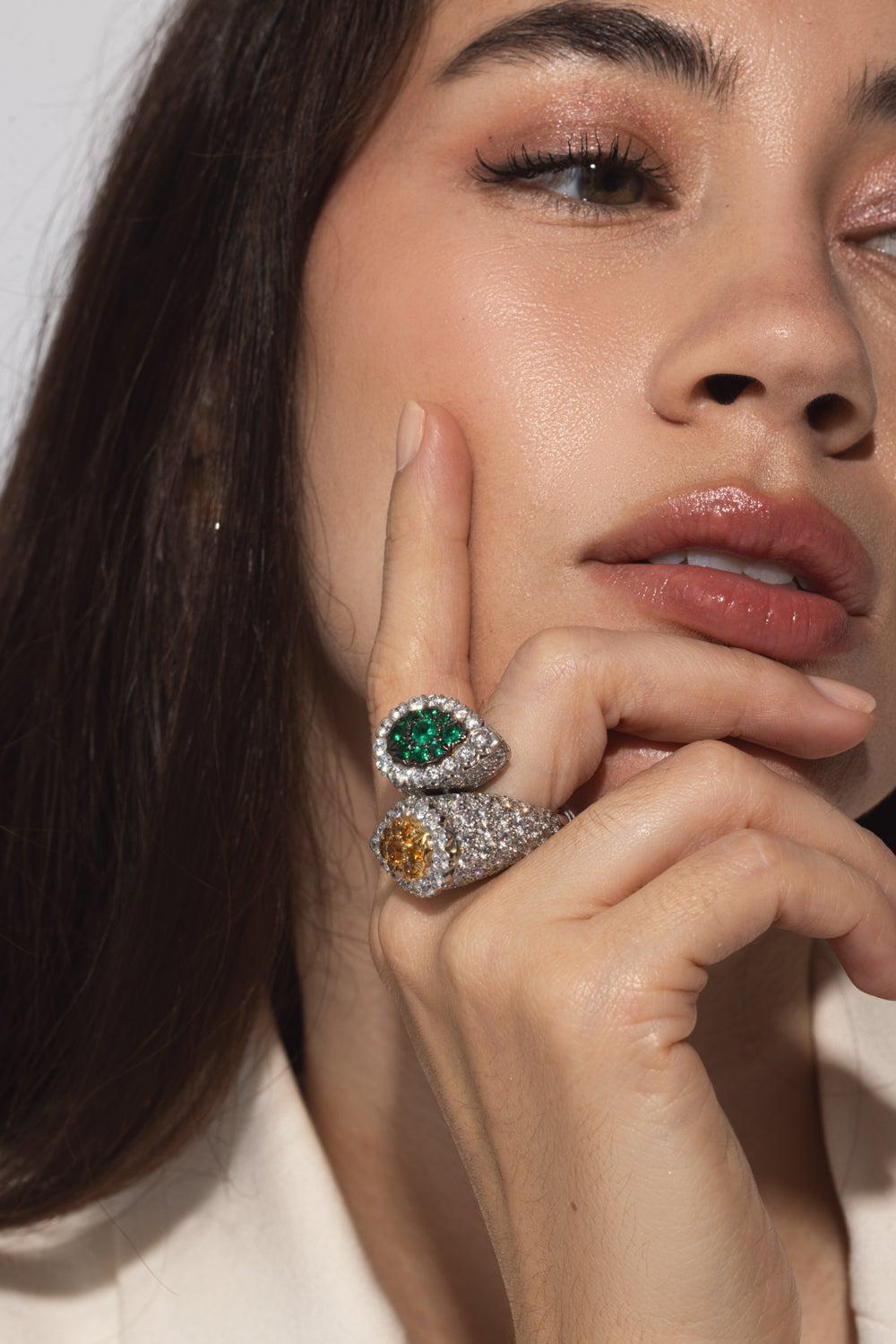 DAVID WEBB-Ascot Diamond Crossover Ring-WHITE GOLD
