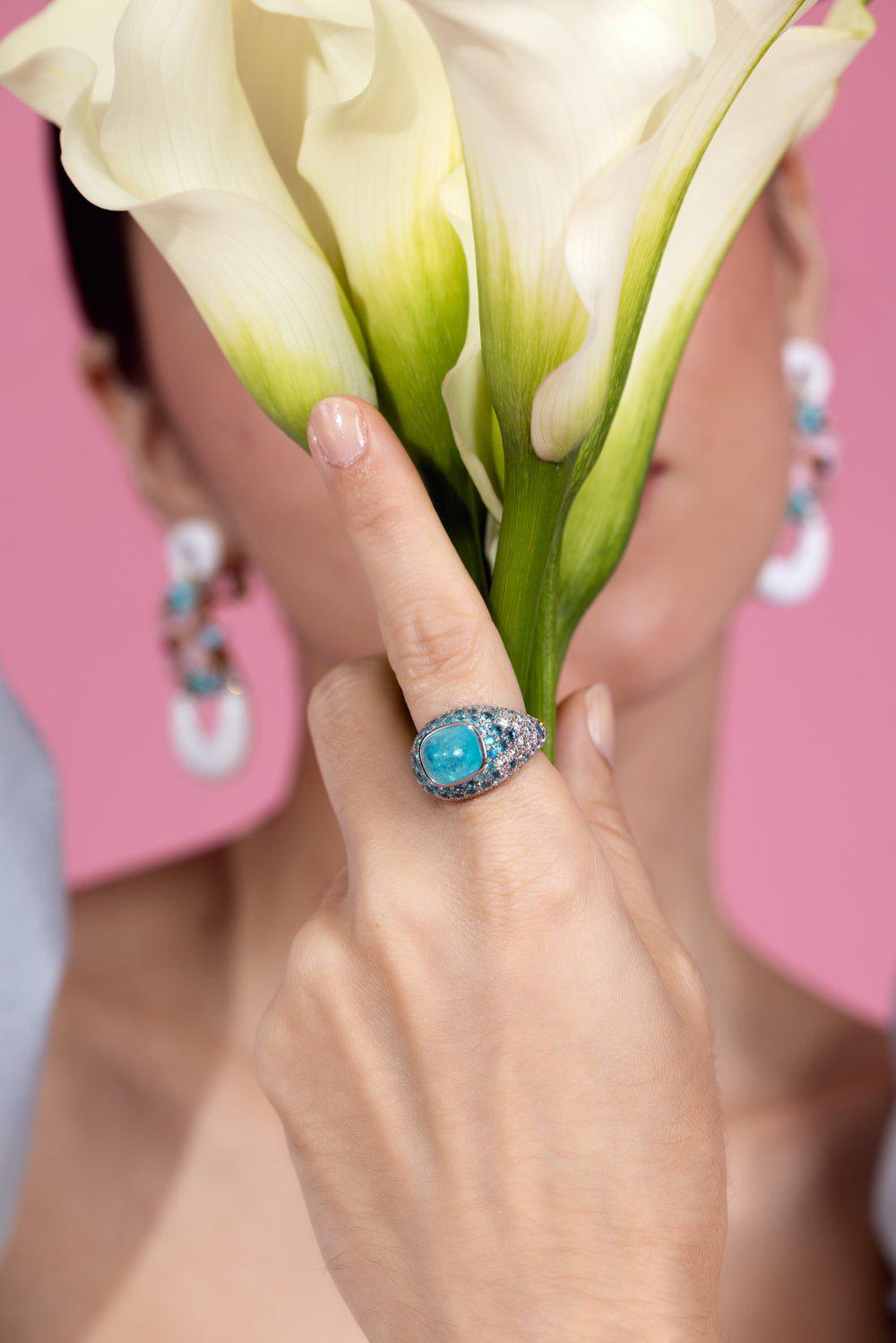 DAVID WEBB-Paraiba Ring-WHITE GOLD