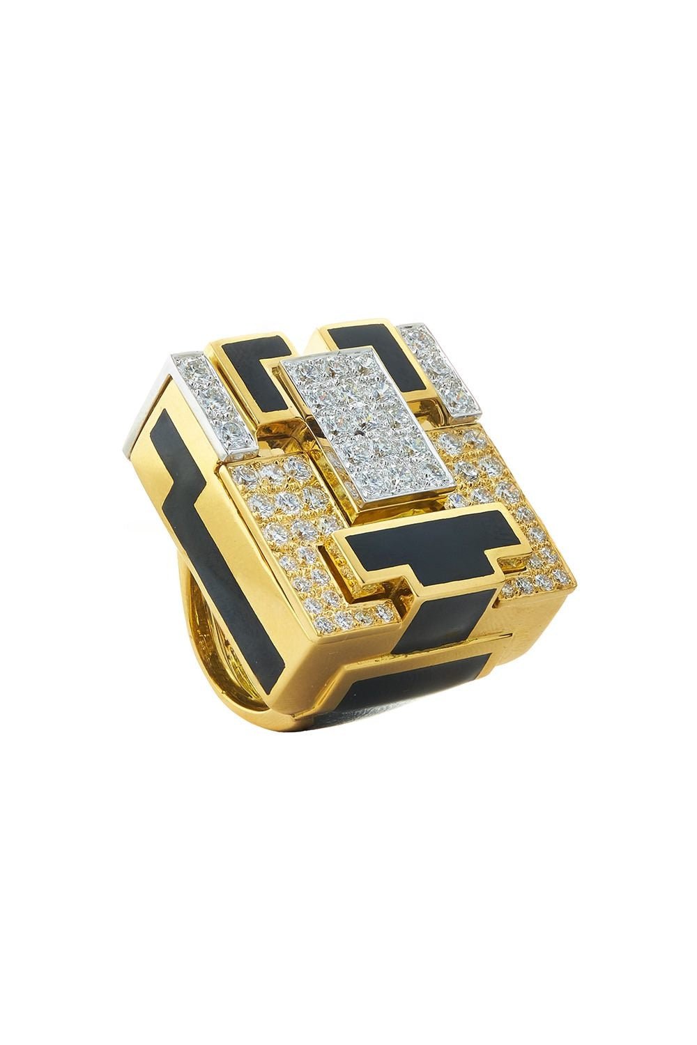 DAVID WEBB-Mega Cubist Ring-YELLOW GOLD
