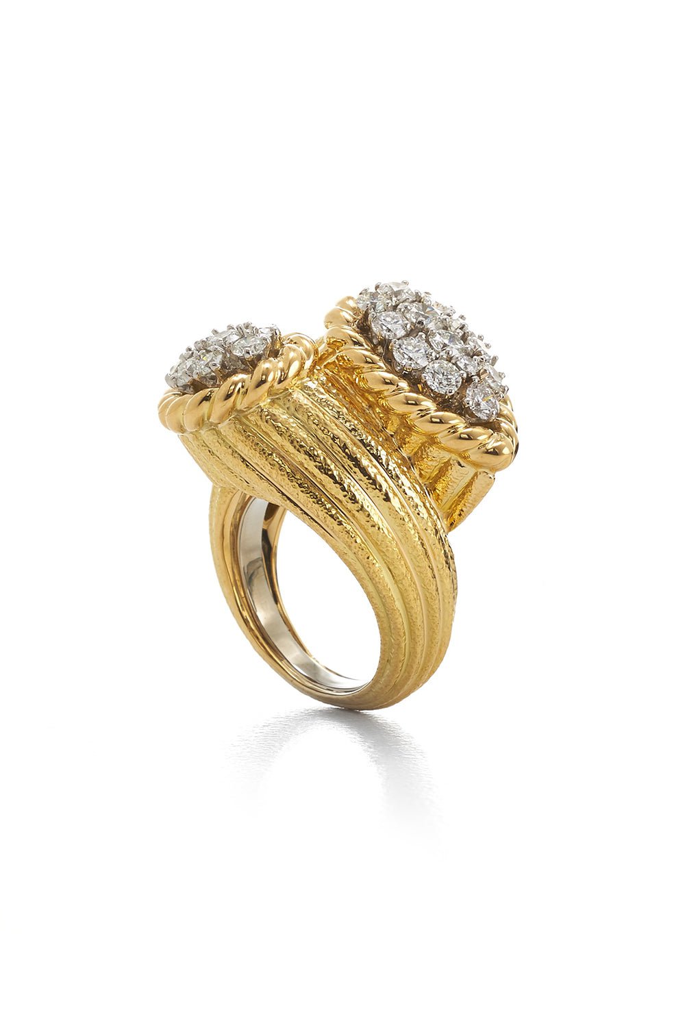 DAVID WEBB-Diamond Cluster Lasso Crossover Ring-YELLOW GOLD