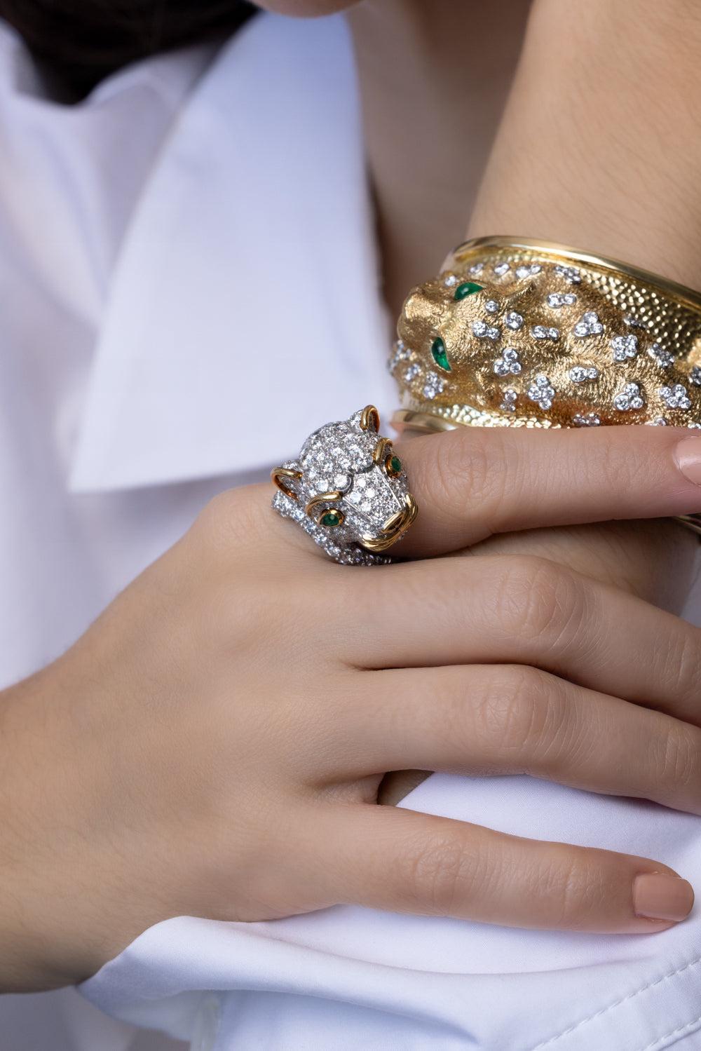 Diamond Lion Ring-YELLOW GOLD-5-JEWELRYFINE JEWELRING-DAVID WEBB