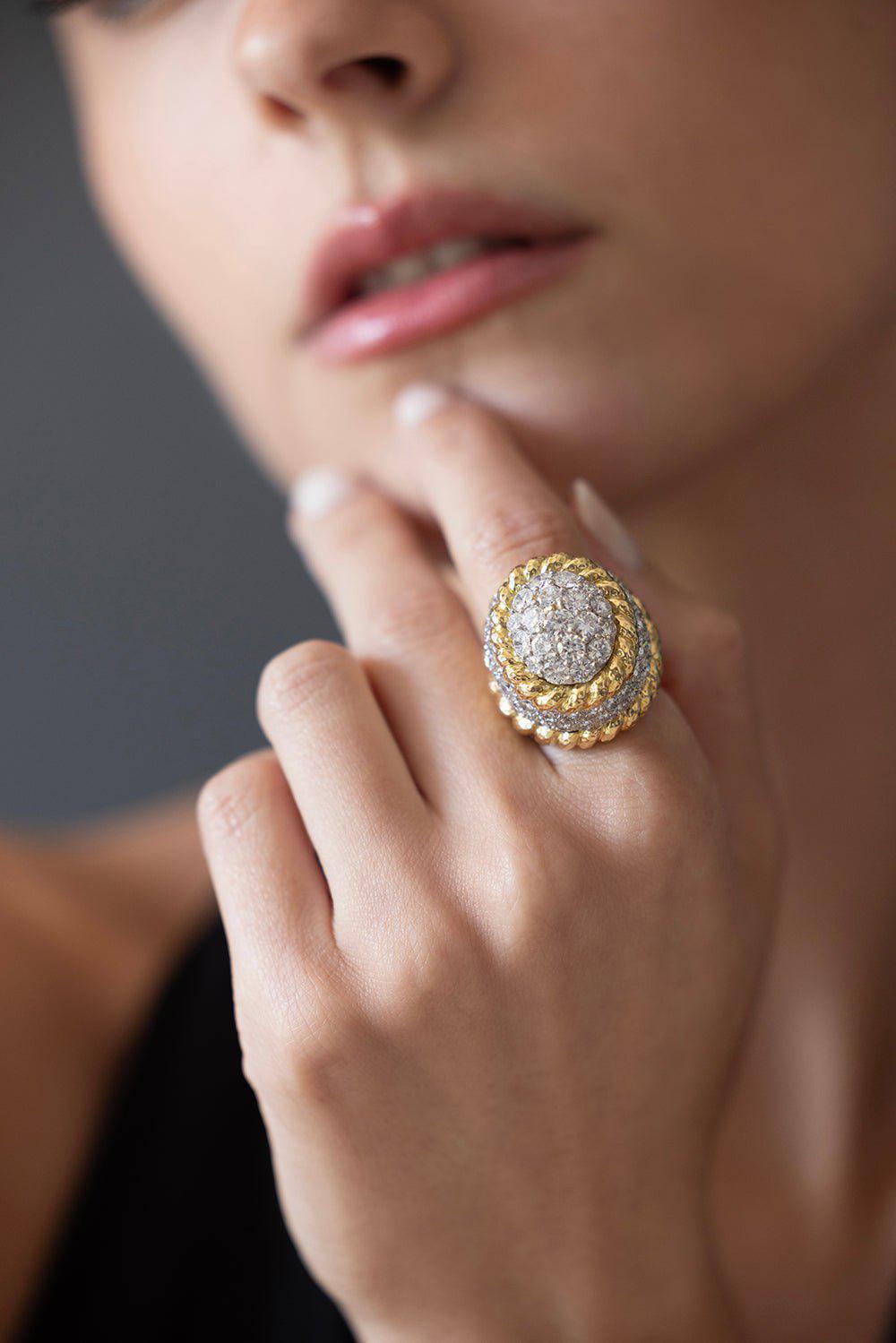 DAVID WEBB-Double Decker Rope Ring-YELLOW GOLD