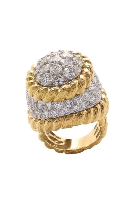 DAVID WEBB-Double Decker Rope Ring-YELLOW GOLD