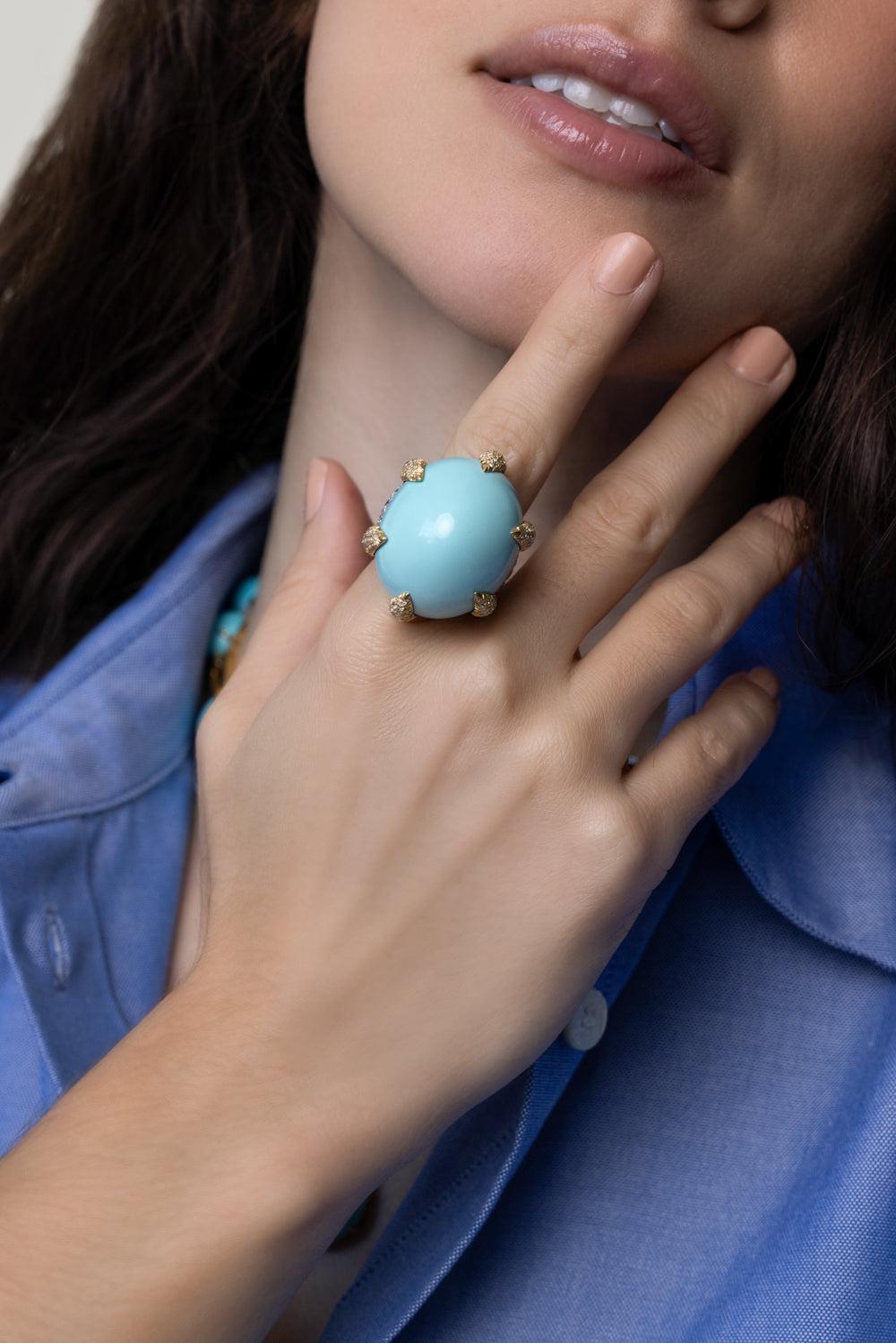 Turquoise Talon Ring-YELLOW GOLD-5.5-JEWELRYFINE JEWELRING-DAVID WEBB