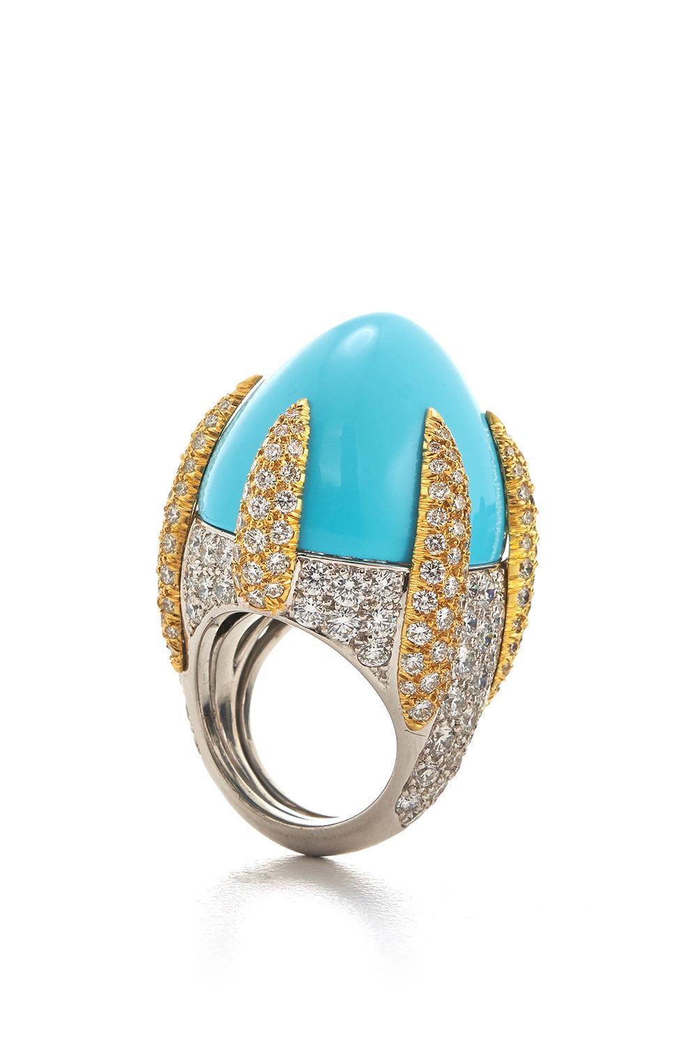 Turquoise Talon Ring-YELLOW GOLD-5.5-JEWELRYFINE JEWELRING-DAVID WEBB