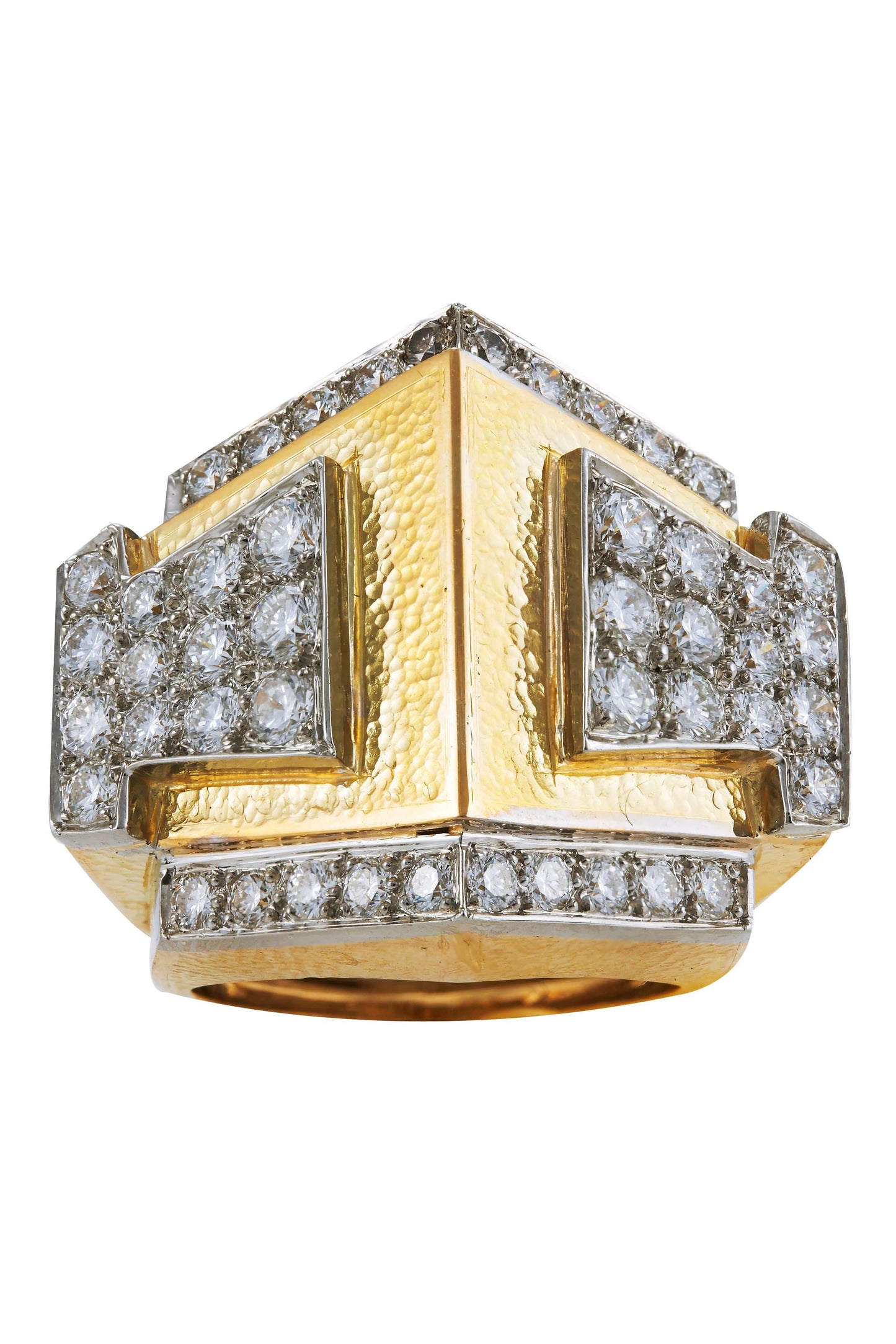DAVID WEBB-Diamond Skylight Ring-YELLOW GOLD