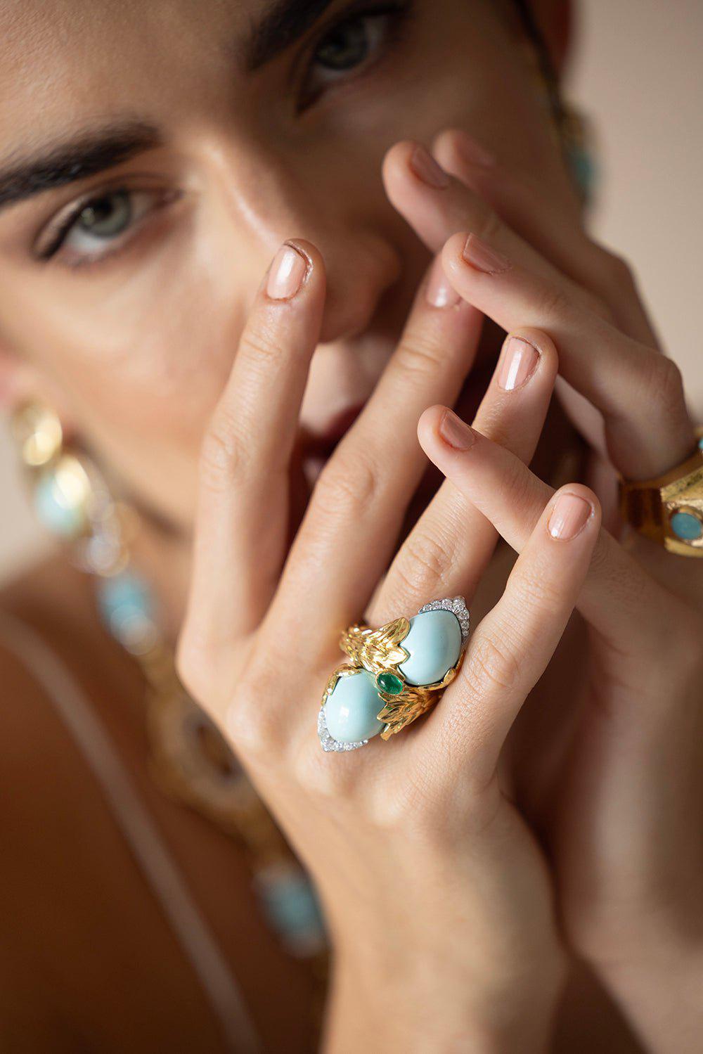 DAVID WEBB-Foliate Crossover Ring-YELLOW GOLD