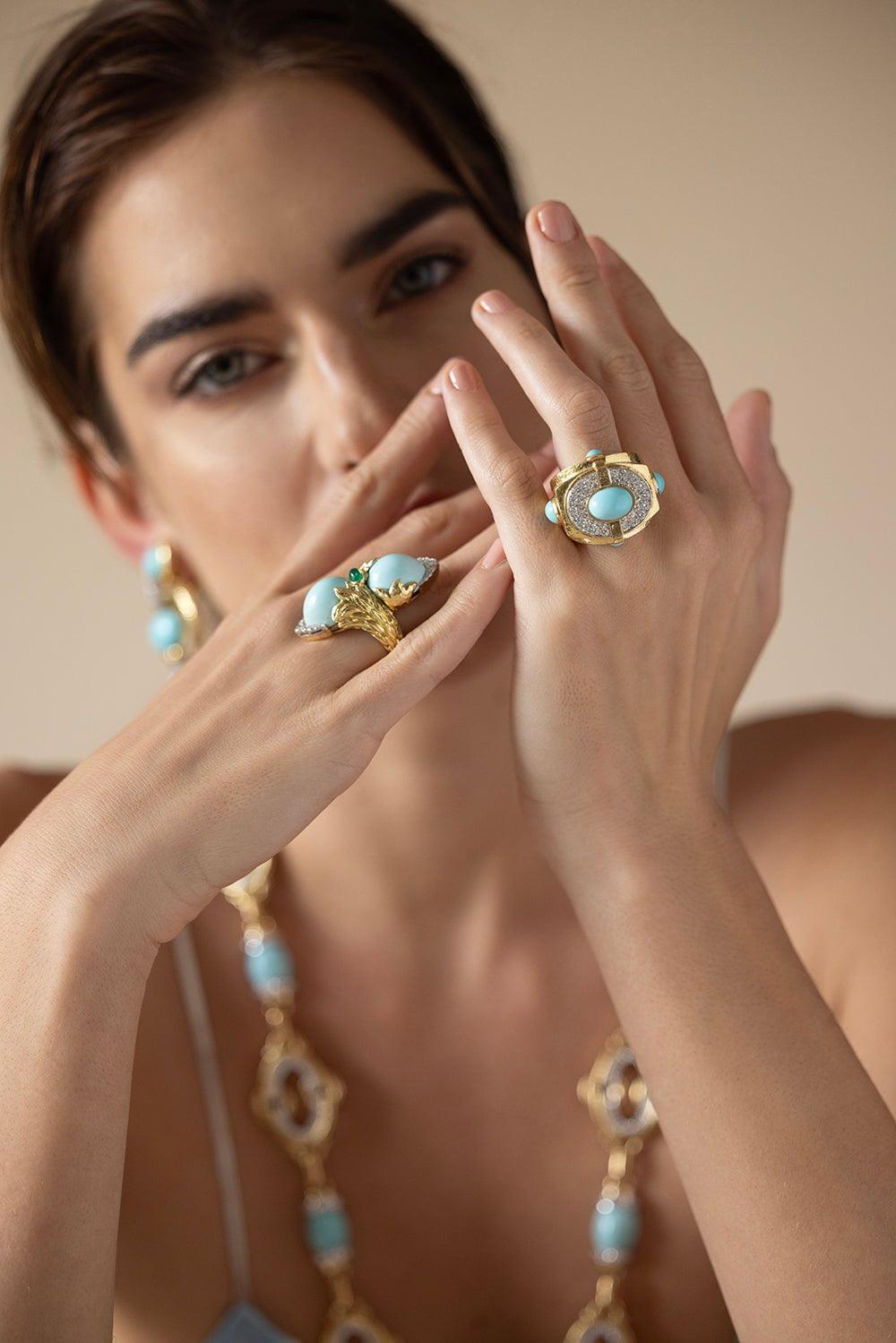 DAVID WEBB-Foliate Crossover Ring-YELLOW GOLD