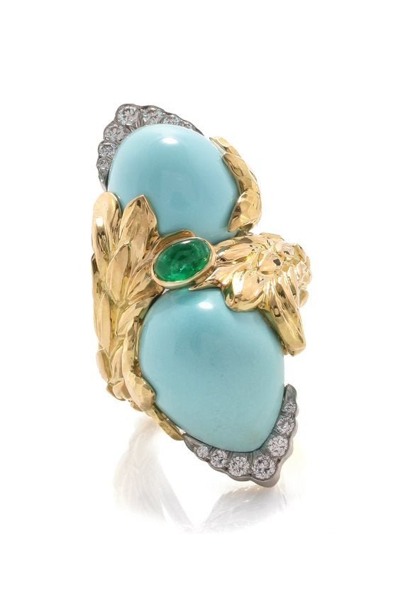 DAVID WEBB-Foliate Crossover Ring-YELLOW GOLD