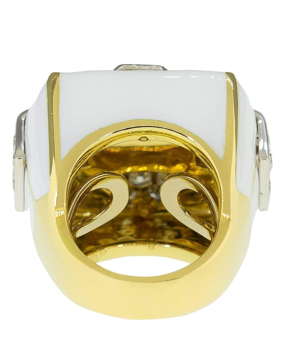 DAVID WEBB-White Enamel and Diamond Ring-YELLOW GOLD