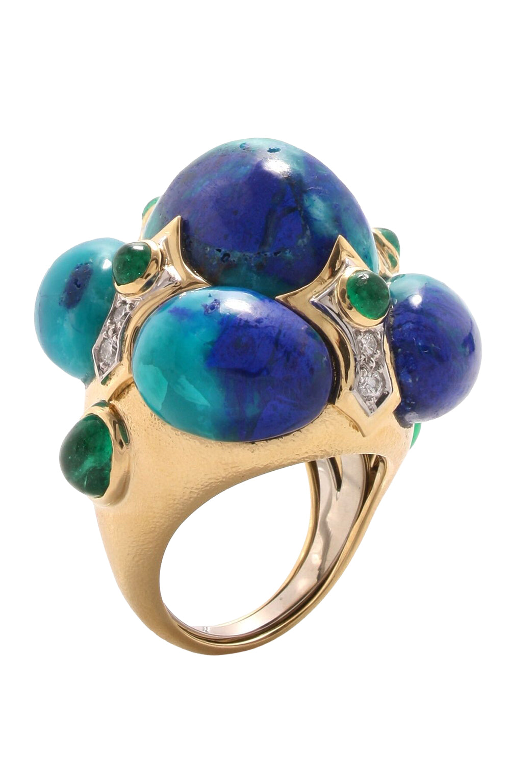 Azurmalachite Emerald Diamond Crown Ring-YELLOW GOLD-6-JEWELRYFINE JEWELRING-DAVID WEBB