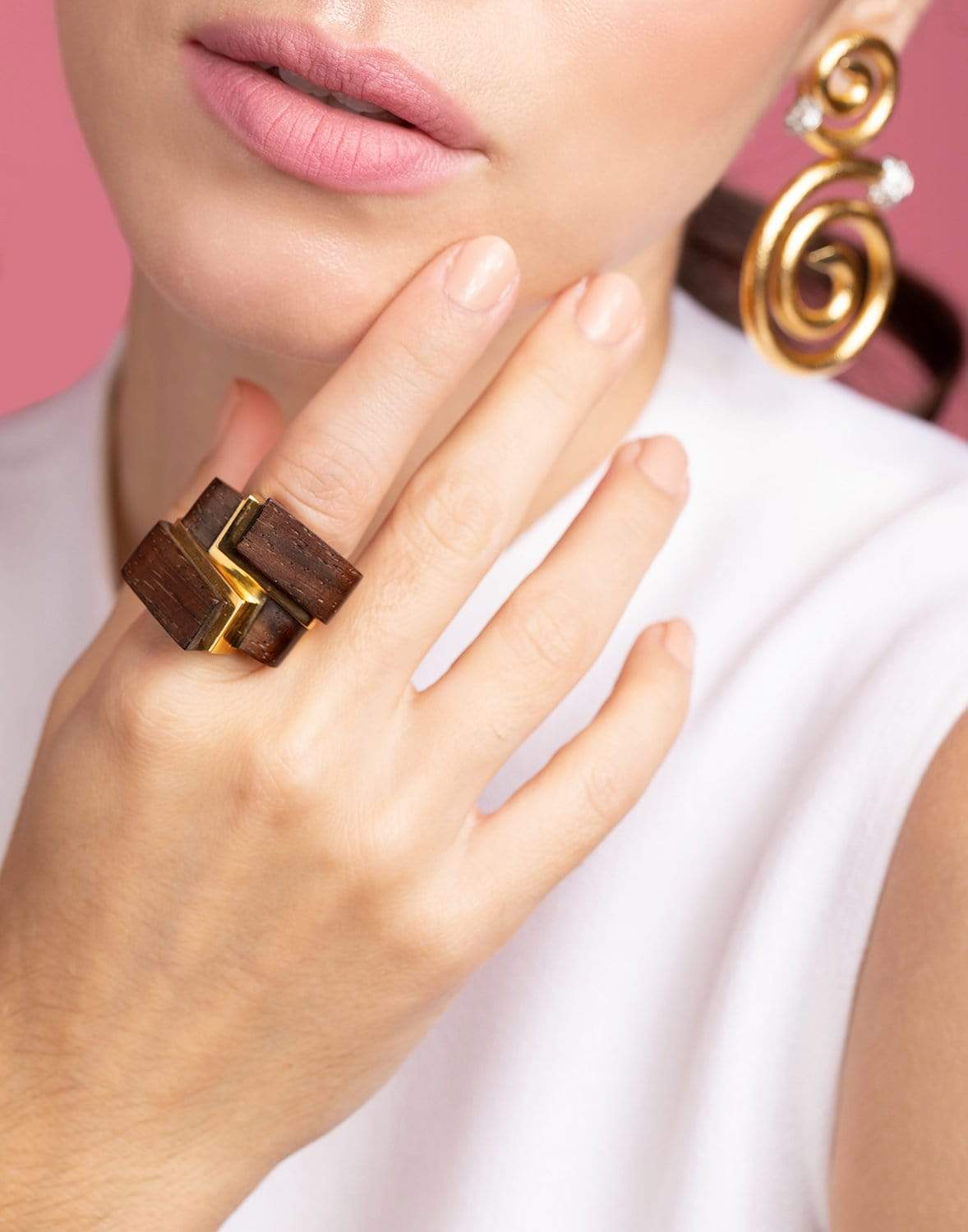 DAVID WEBB-Bloodwood Ski Slope Ring-YELLOW GOLD