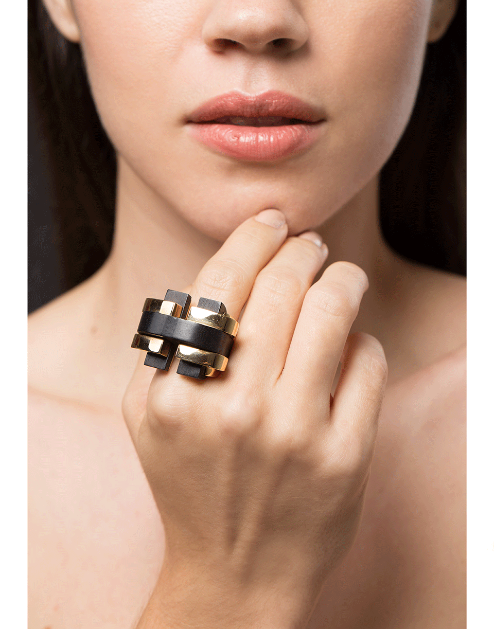 DAVID WEBB-Cocobolo Bridge Ring-YELLOW GOLD