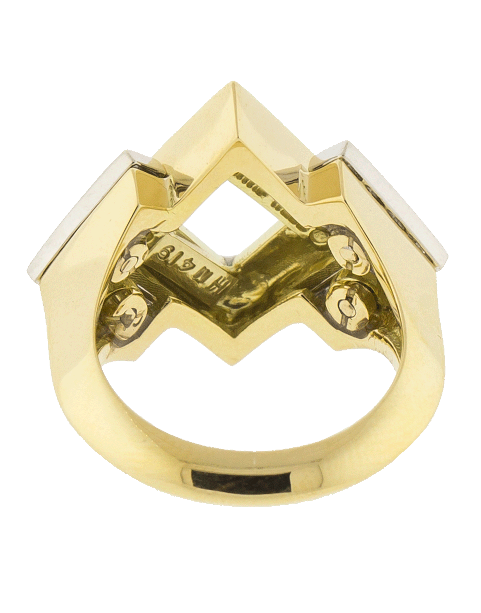 DAVID WEBB-Double Diamond And White Enamel Ring-YELLOW GOLD