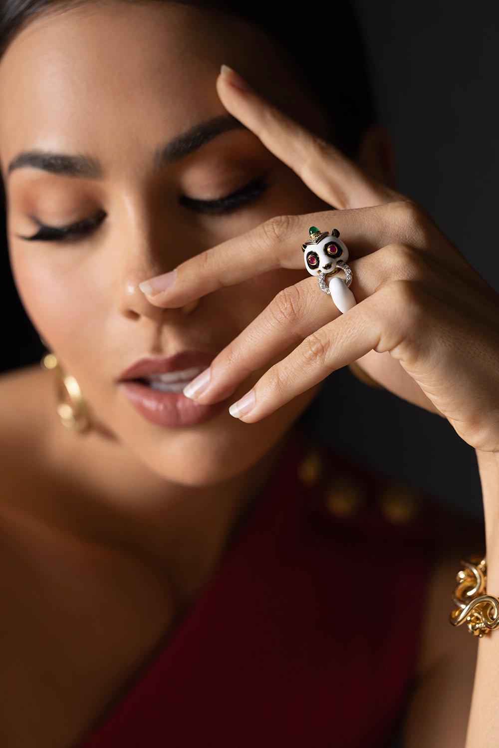 DAVID WEBB-Panda Ring-YELLOW GOLD