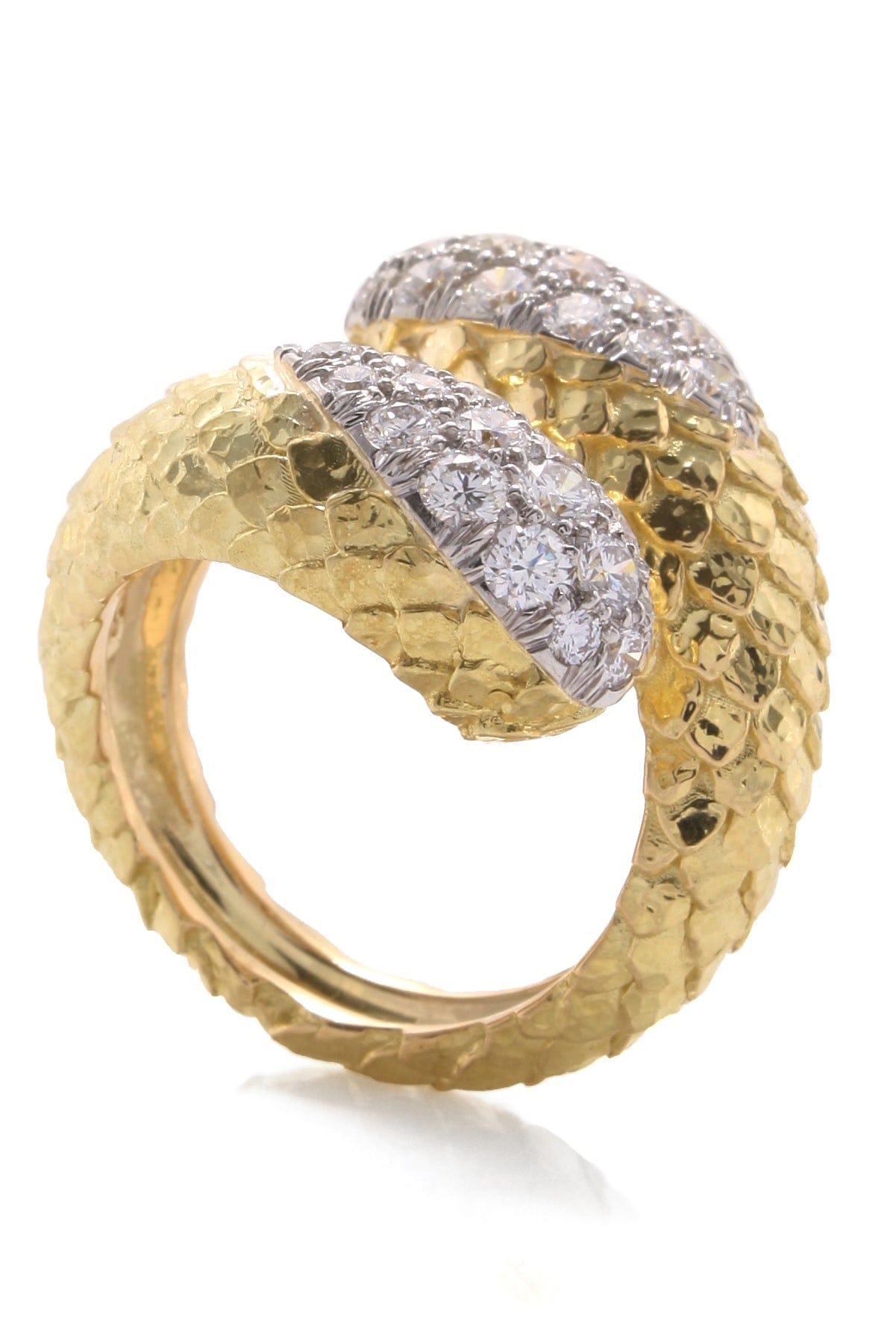 DAVID WEBB-Small Crossover Snake Skin Ring-YELLOW GOLD