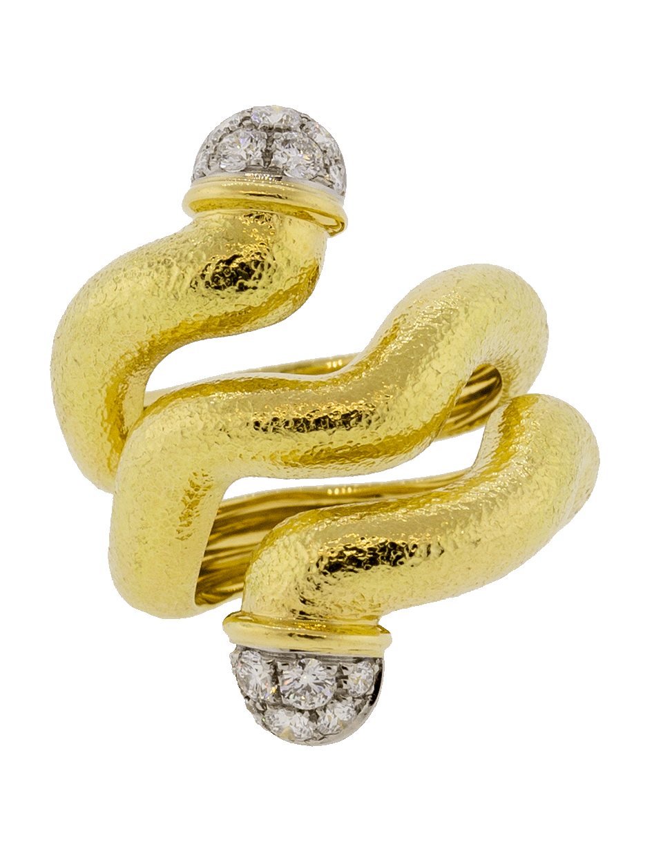 DAVID WEBB-Wave Double Diamond Tip Nail Ring-YELLOW GOLD