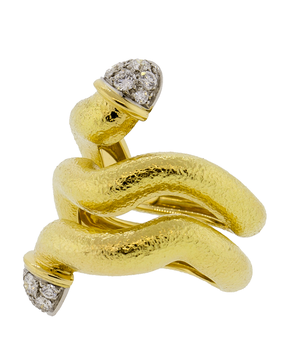 DAVID WEBB-Wave Double Diamond Tip Nail Ring-YELLOW GOLD