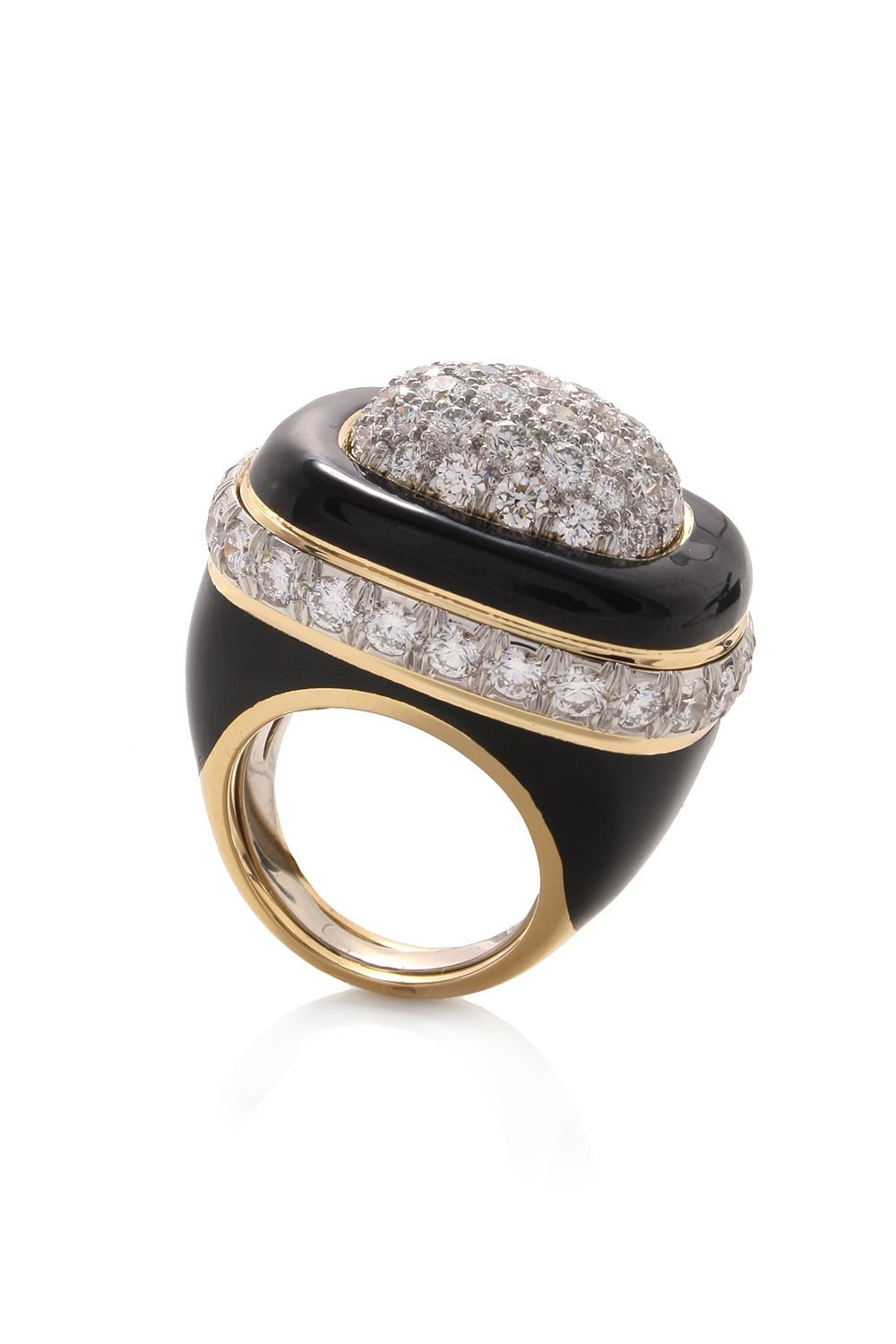DAVID WEBB-Diamond Black Cabana Ring-YELLOW GOLD