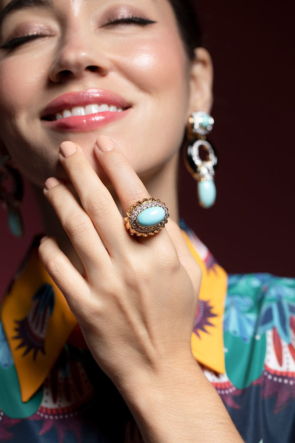 Turquoise Mount Olympus Ring-YELLOW GOLD-6.25-JEWELRYFINE JEWELRING-DAVID WEBB