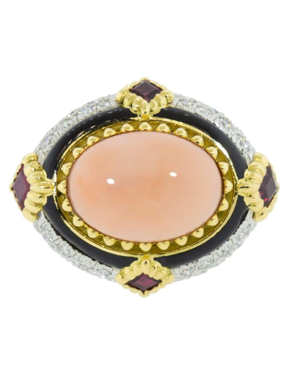 DAVID WEBB-Angelskin Coral Onyx and Ruby Ring-YELLOW GOLD