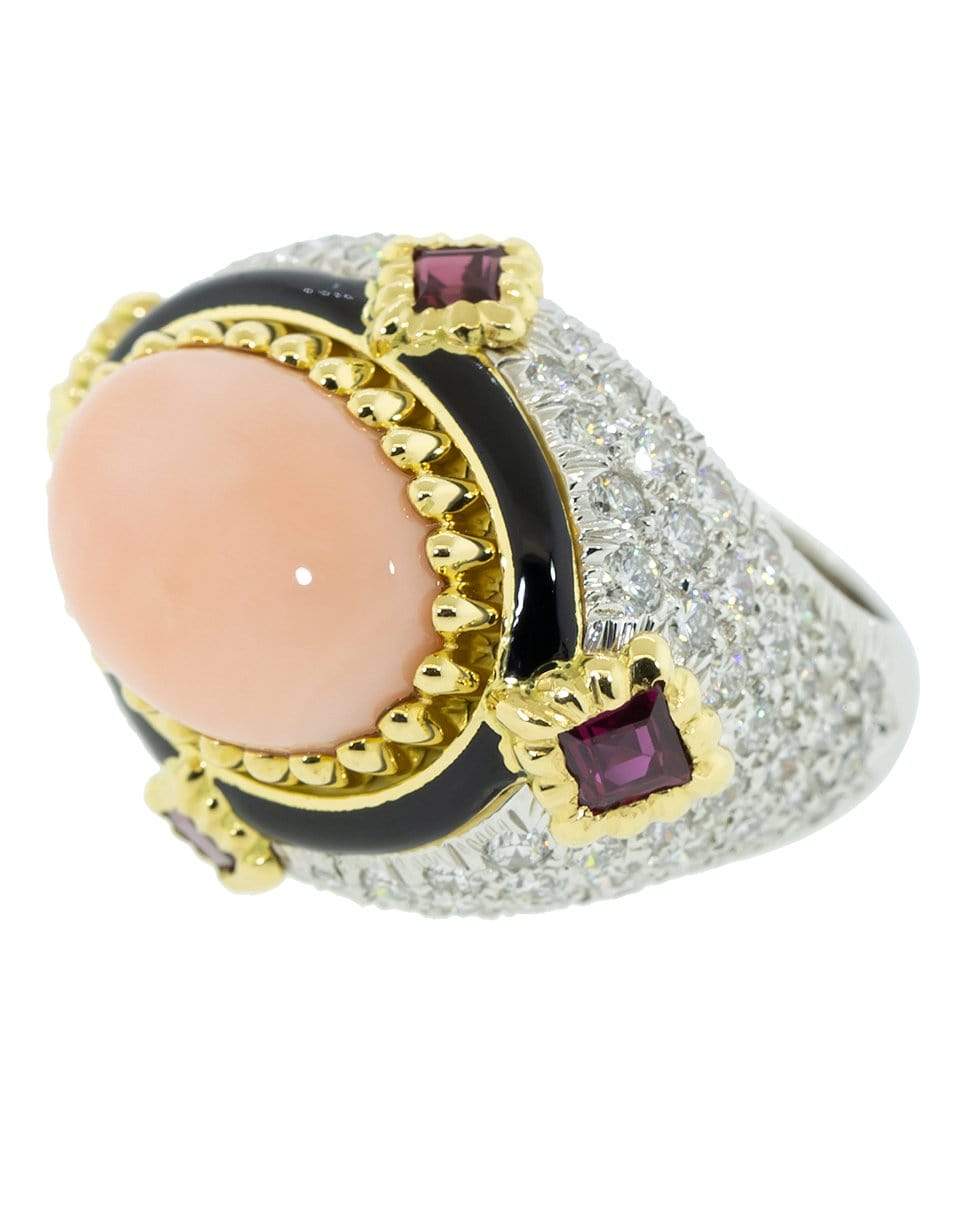 DAVID WEBB-Angelskin Coral Onyx and Ruby Ring-YELLOW GOLD
