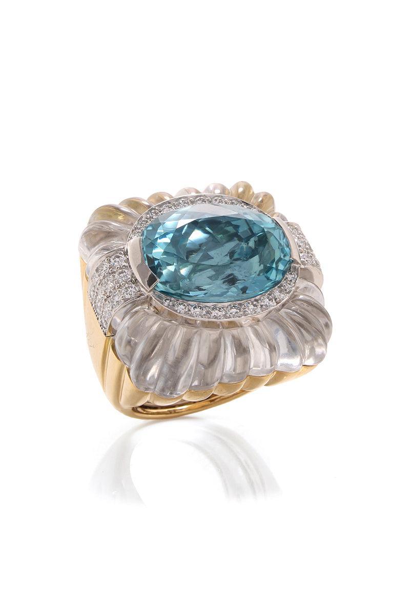 Aquamarine Couture Ring-YELLOW GOLD-6.5-JEWELRYFINE JEWELRING-DAVID WEBB