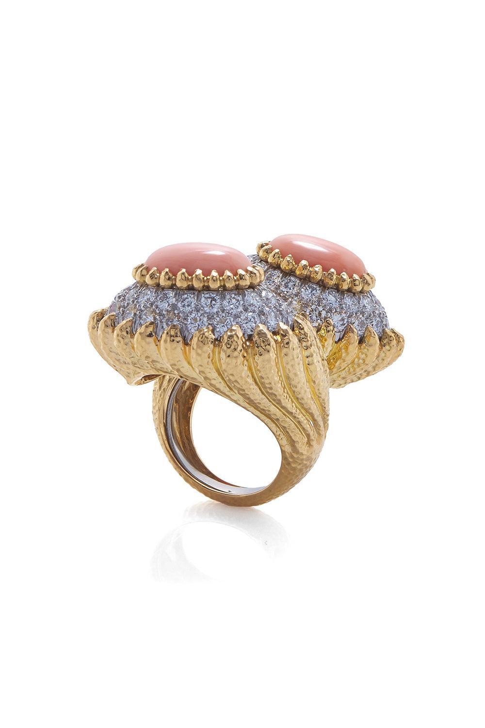 Coral Mount Olympus Crossover Ring-YELLOW GOLD-6.5-JEWELRYFINE JEWELRING-DAVID WEBB