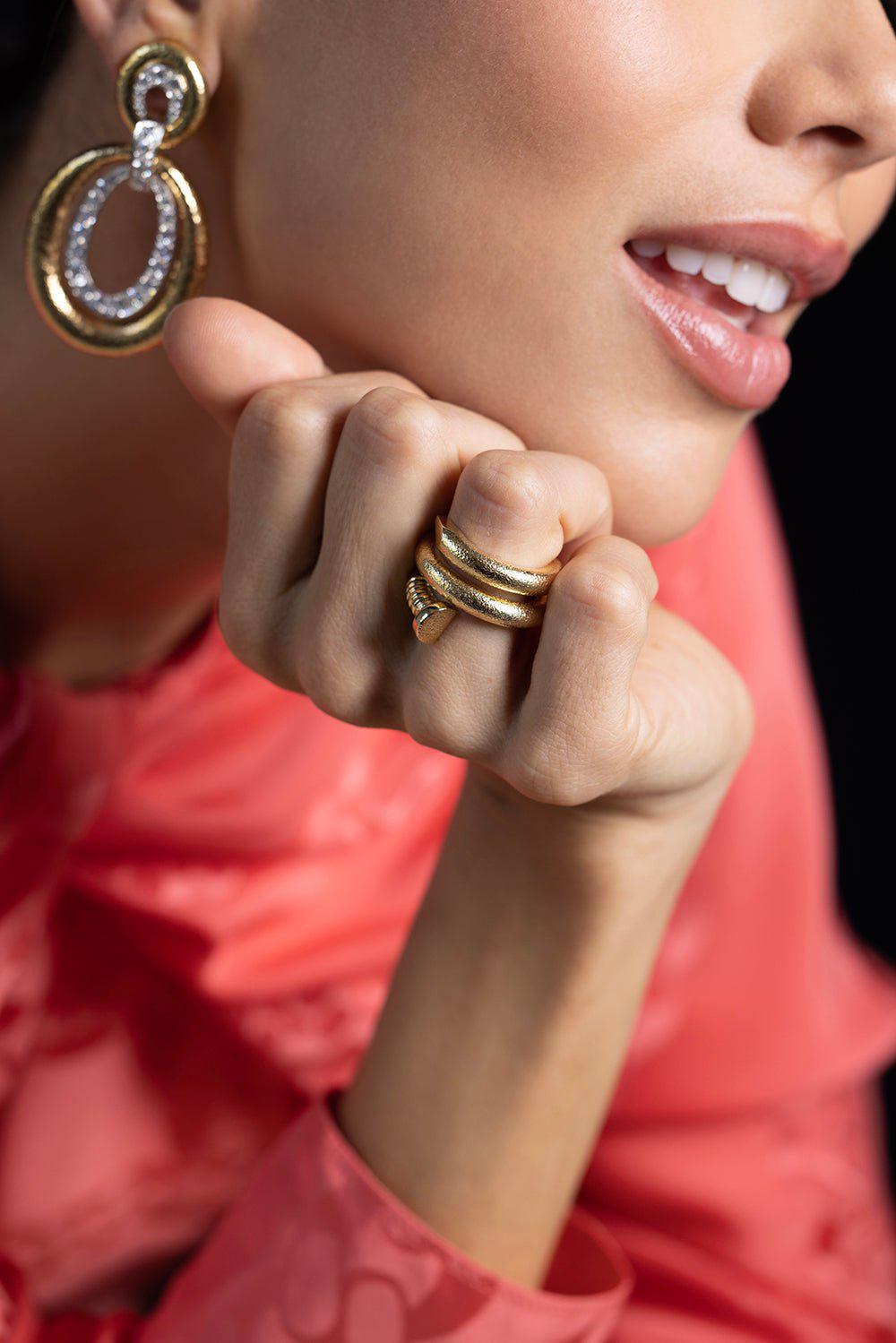 DAVID WEBB-Hammered Gold Nail Ring-YELLOW GOLD