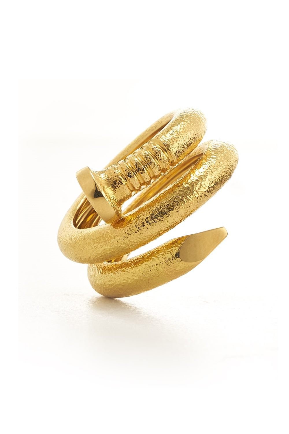 DAVID WEBB-Hammered Nail Ring-YELLOW GOLD