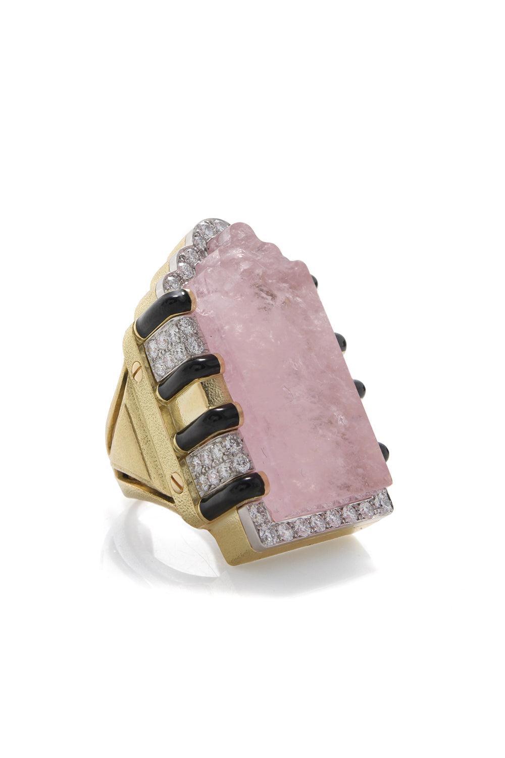 Morganite Sanctus Ring-YELLOW GOLD-6.5-JEWELRYFINE JEWELRING-DAVID WEBB