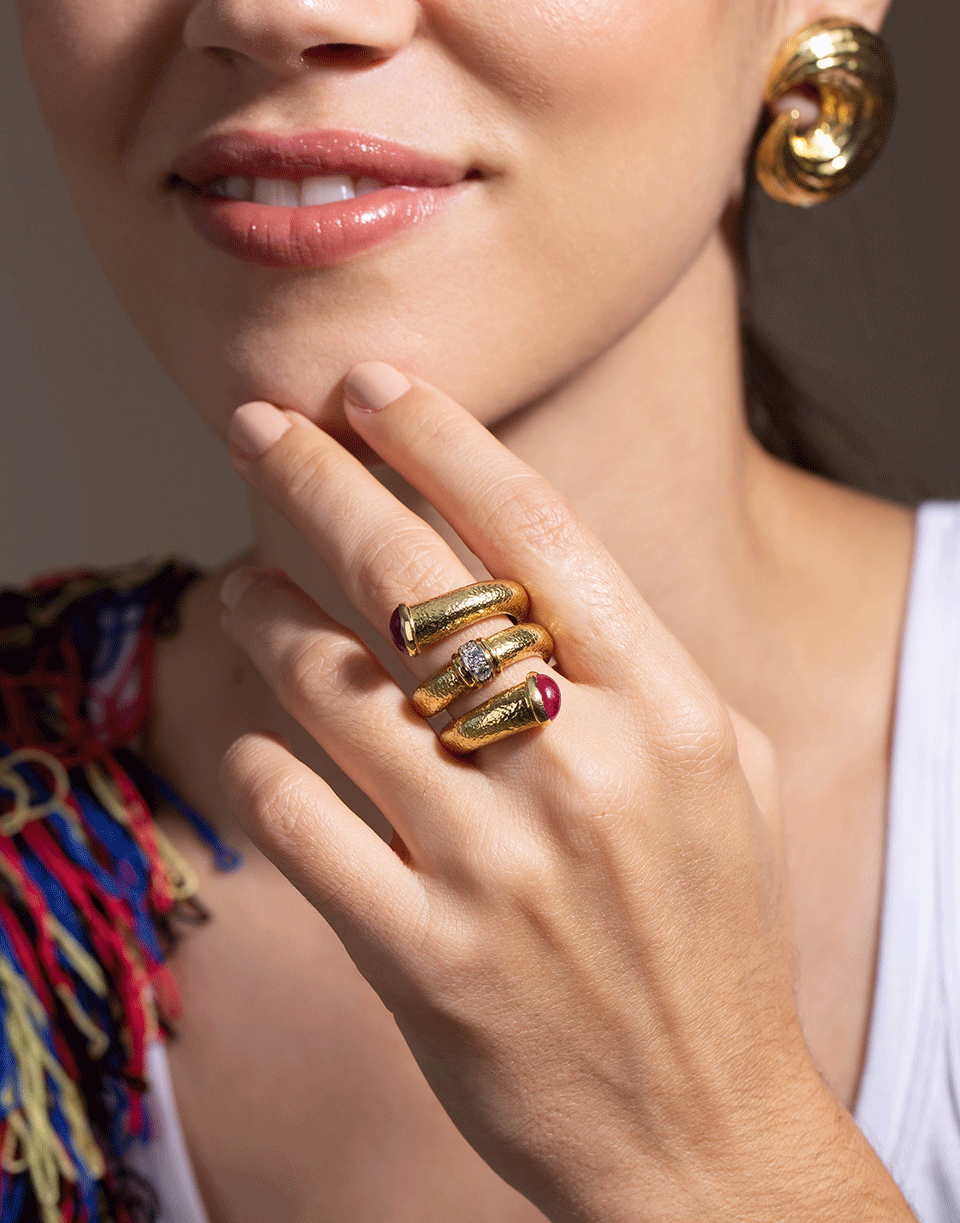 DAVID WEBB-Ruby Double Tip Nail Ring-YELLOW GOLD