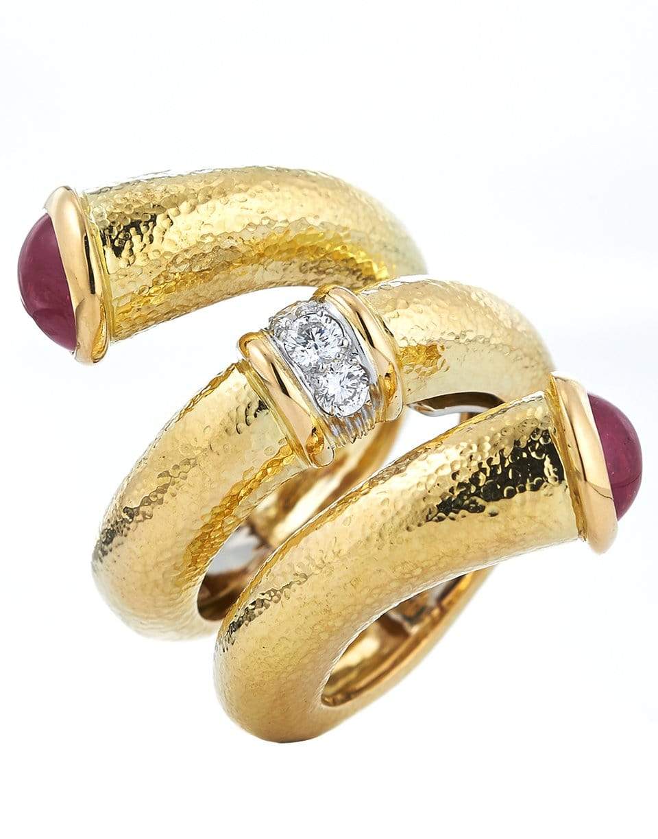 DAVID WEBB-Ruby Double Tip Nail Ring-YELLOW GOLD