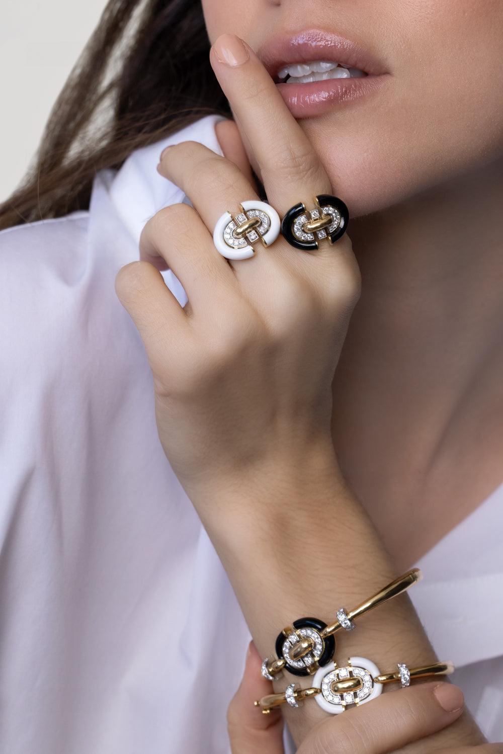 White Unity Ring-YELLOW GOLD-6.5-JEWELRYFINE JEWELRING-DAVID WEBB