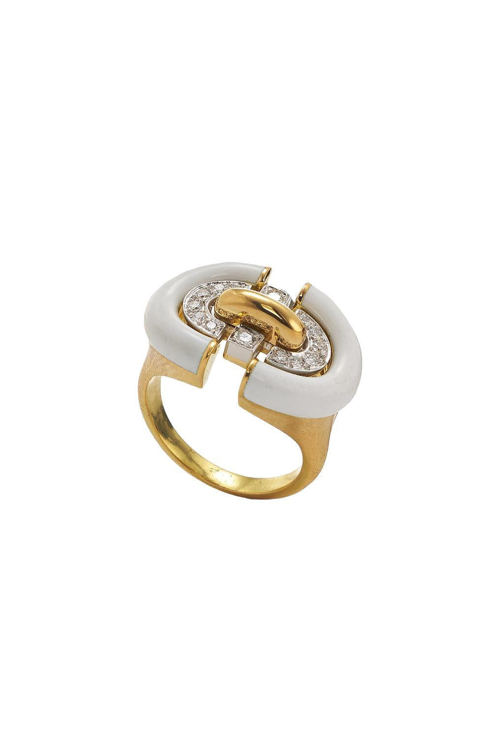 White Unity Ring-YELLOW GOLD-6.5-JEWELRYFINE JEWELRING-DAVID WEBB