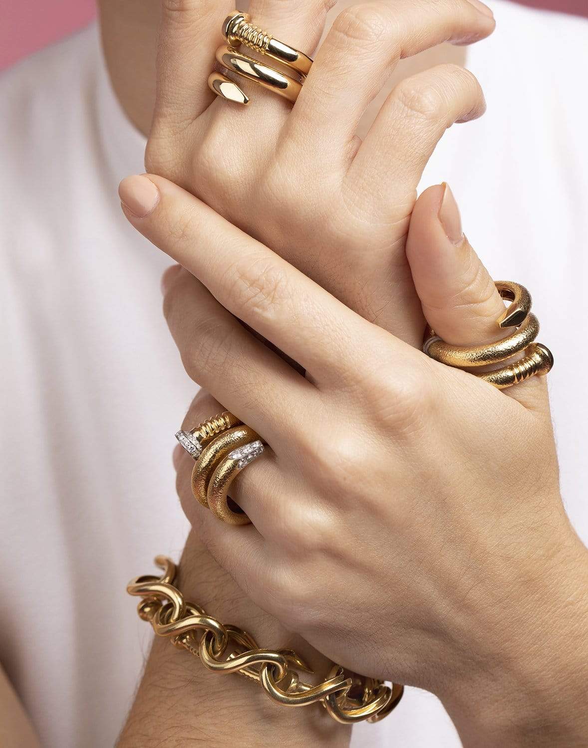DAVID WEBB-Diamond Nail Ring-YELLOW GOLD