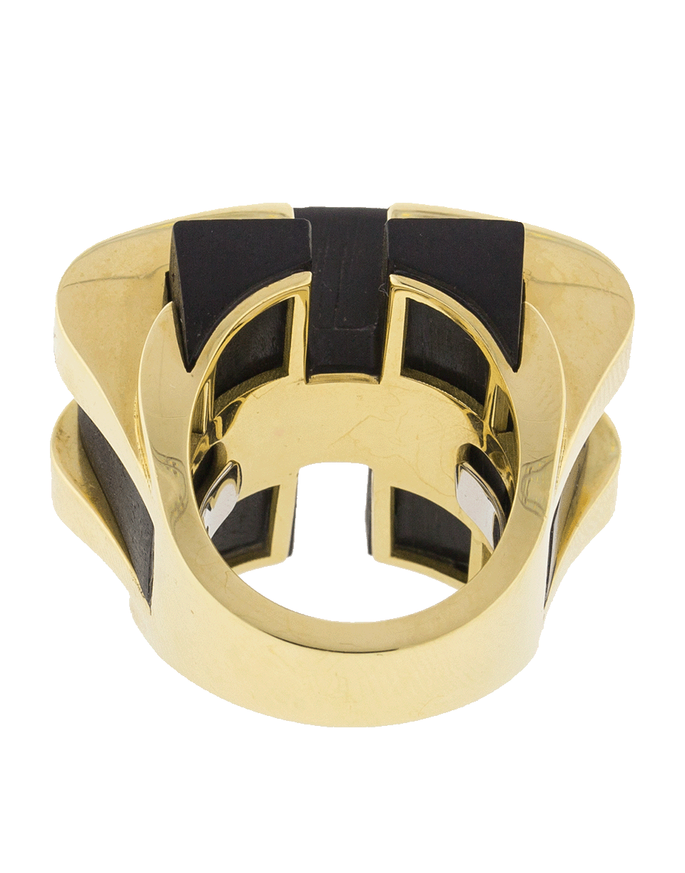 DAVID WEBB-Ebony Bridge Ring-YELLOW GOLD