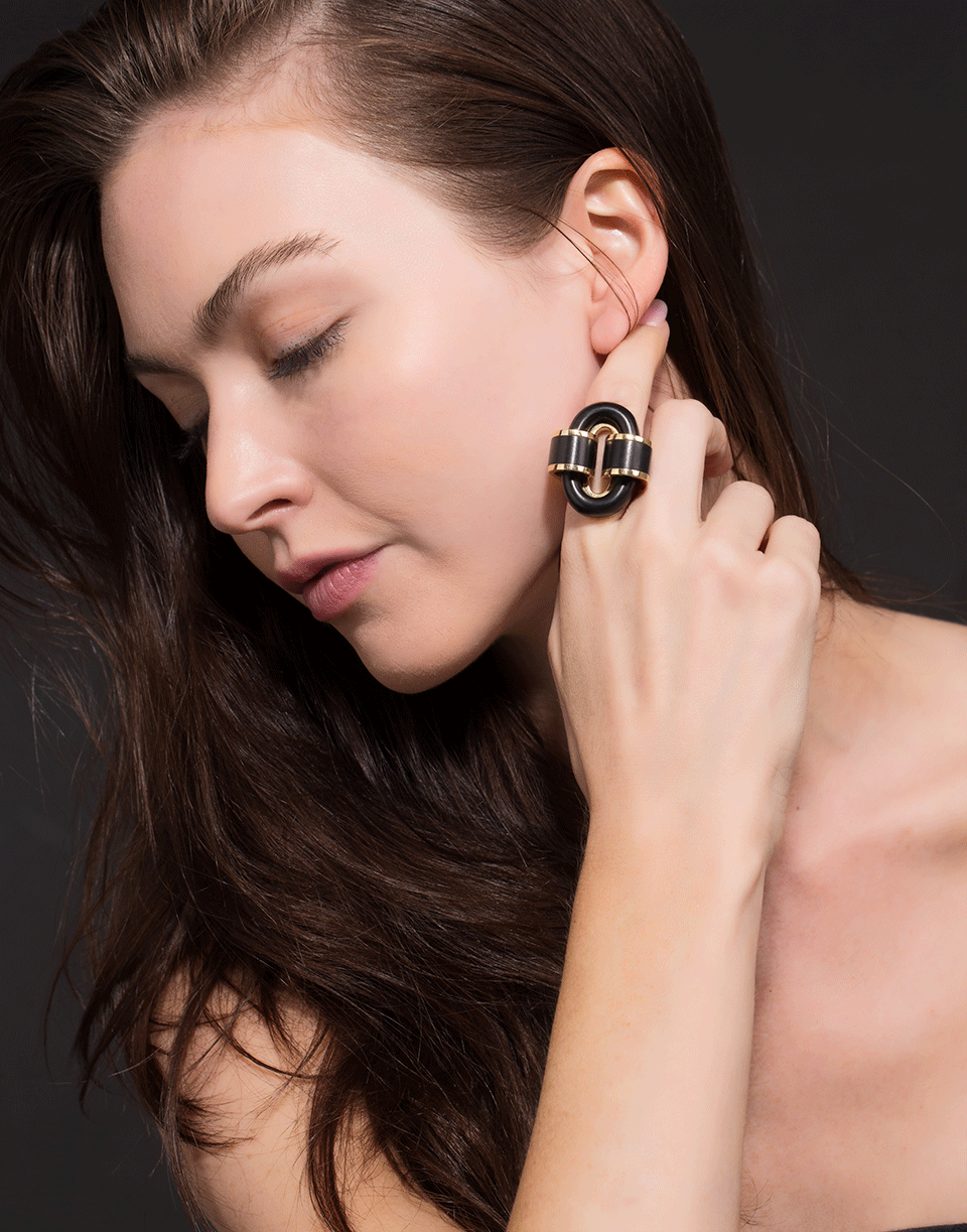 DAVID WEBB-Ebony Buckle Ring-YELLOW GOLD