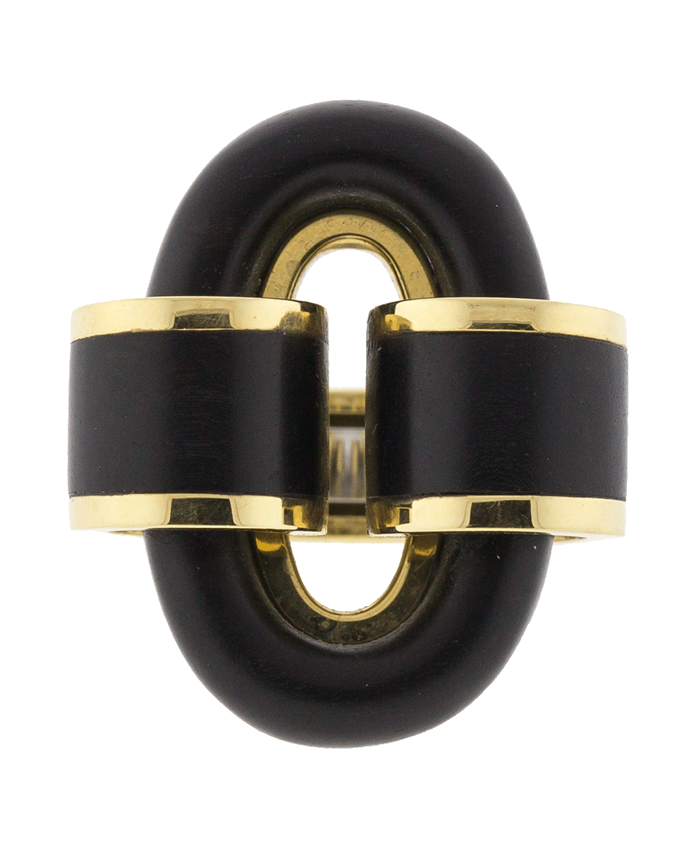 DAVID WEBB-Ebony Buckle Ring-YELLOW GOLD