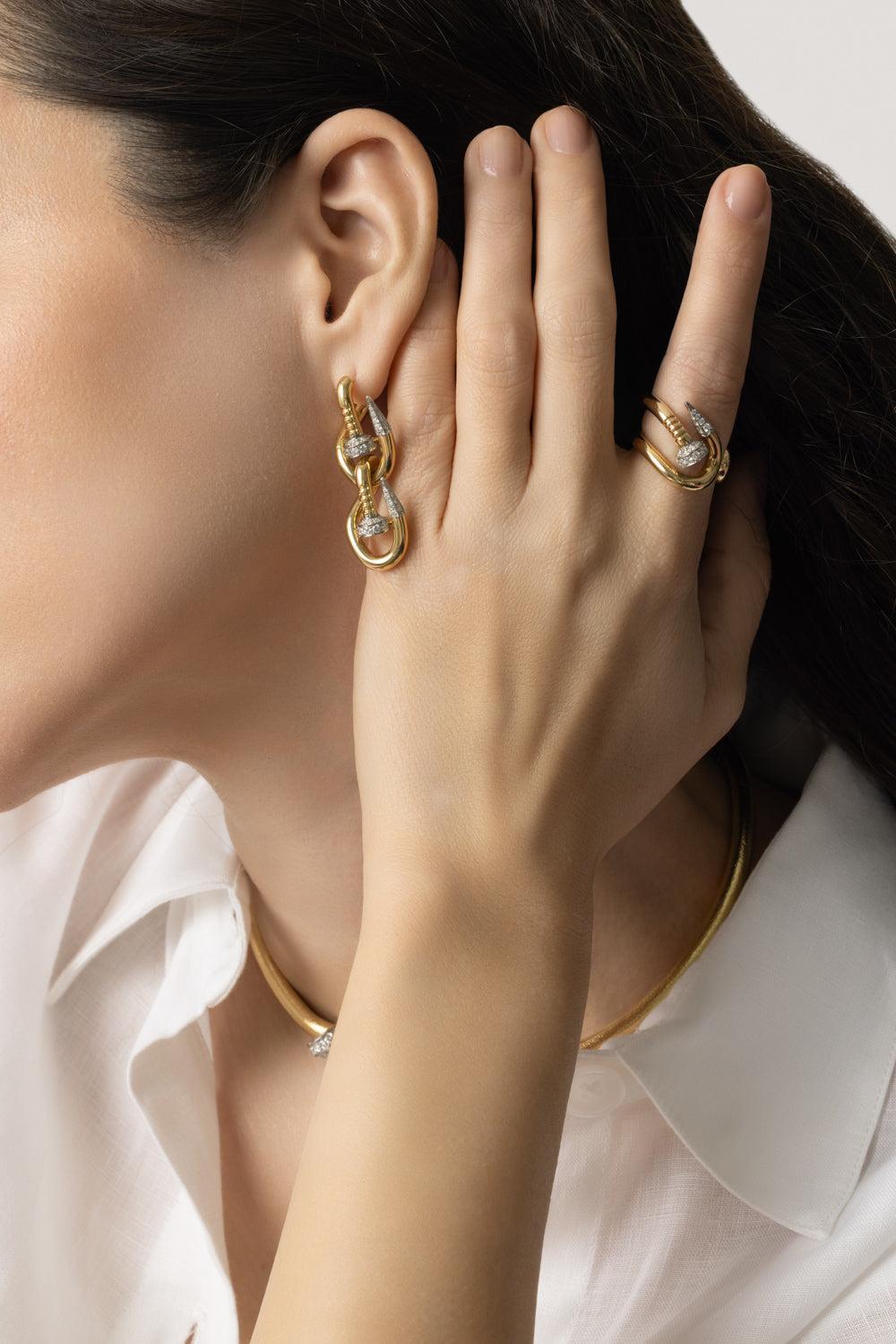  Bent Nail Diamond Ring-YELLOW GOLD-6.5-JEWELRYFINE JEWELRING-DAVID WEBB 