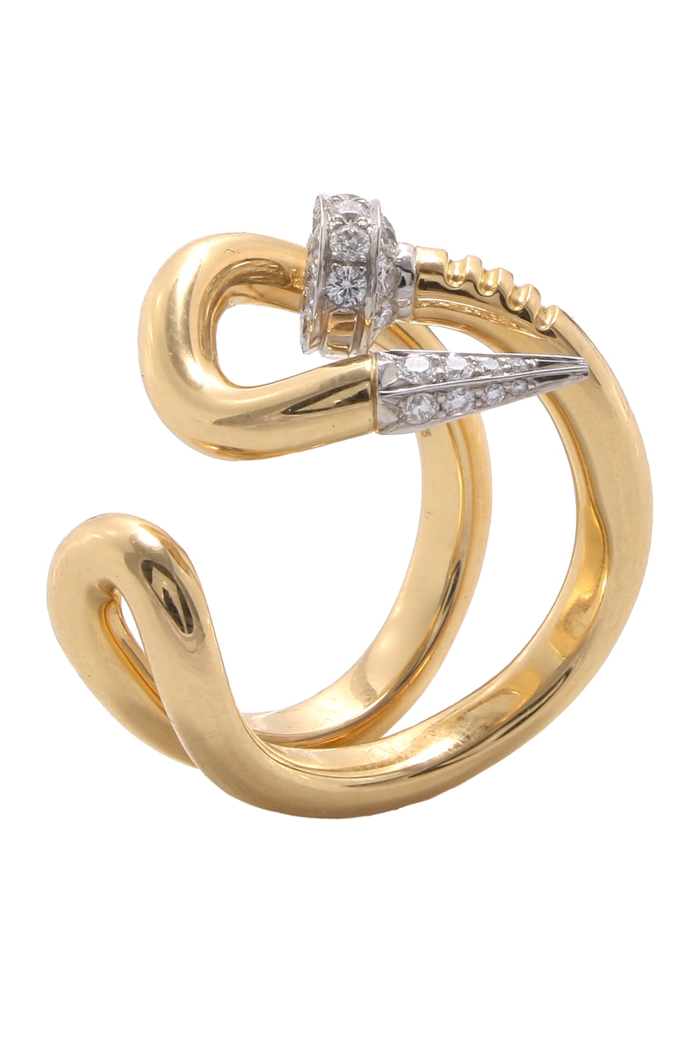  Diamond Bent Nail Ring - Yellow Gold-YELLOW GOLD-8.5-JEWELRYFINE JEWELRING-DAVID WEBB 