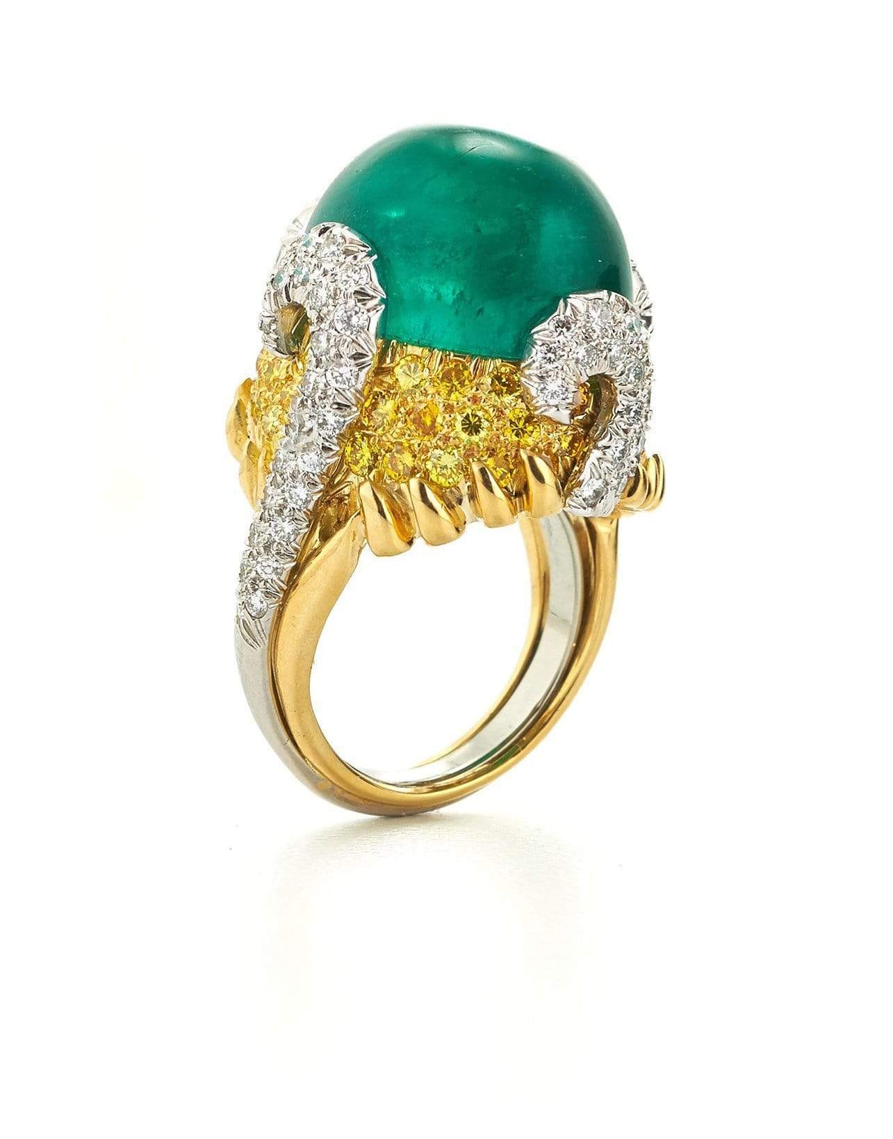 DAVID WEBB-Cabochon Emerald Ring-YELLOW GOLD