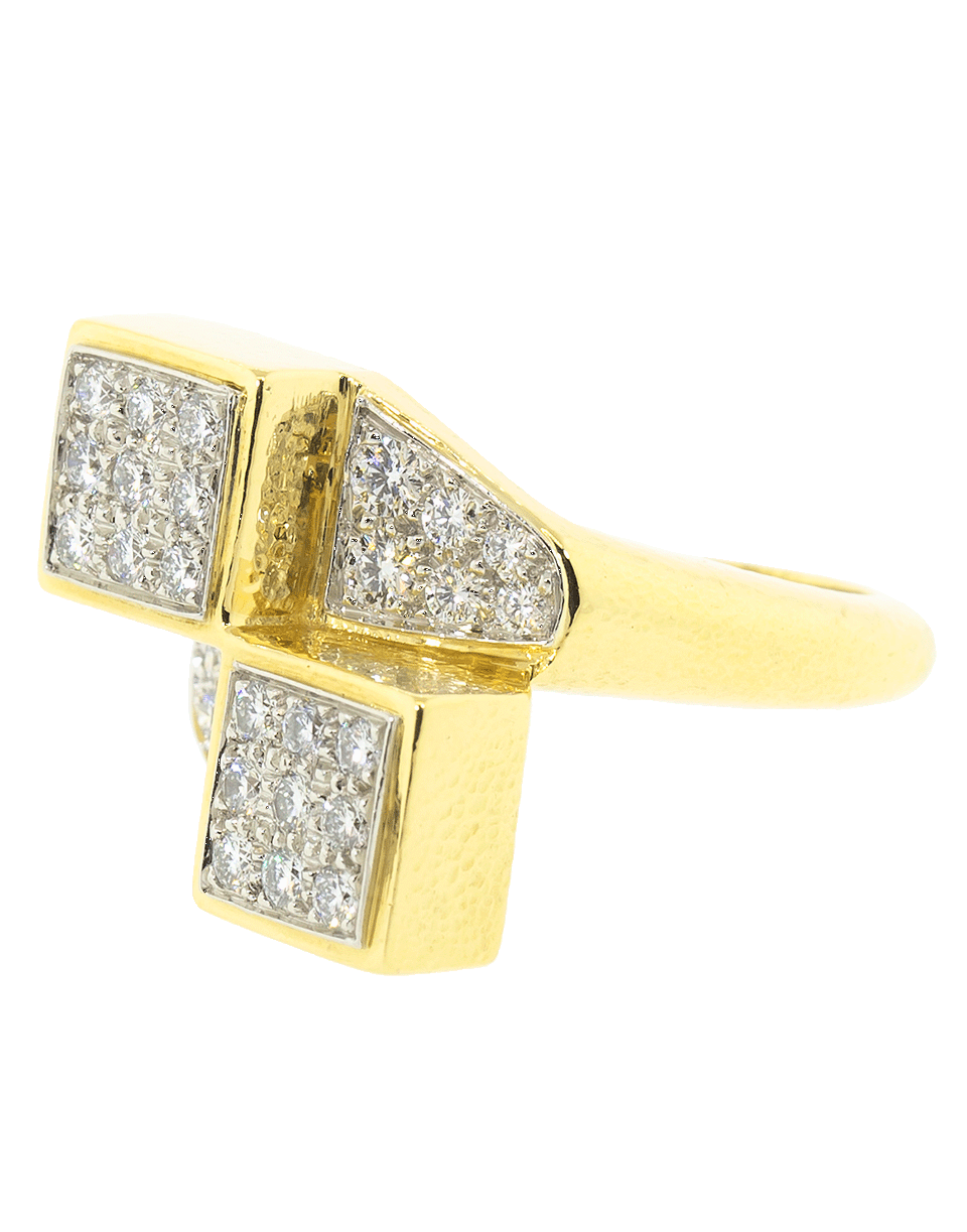 DAVID WEBB-Diamond Hammered Gold Ring-YELLOW GOLD