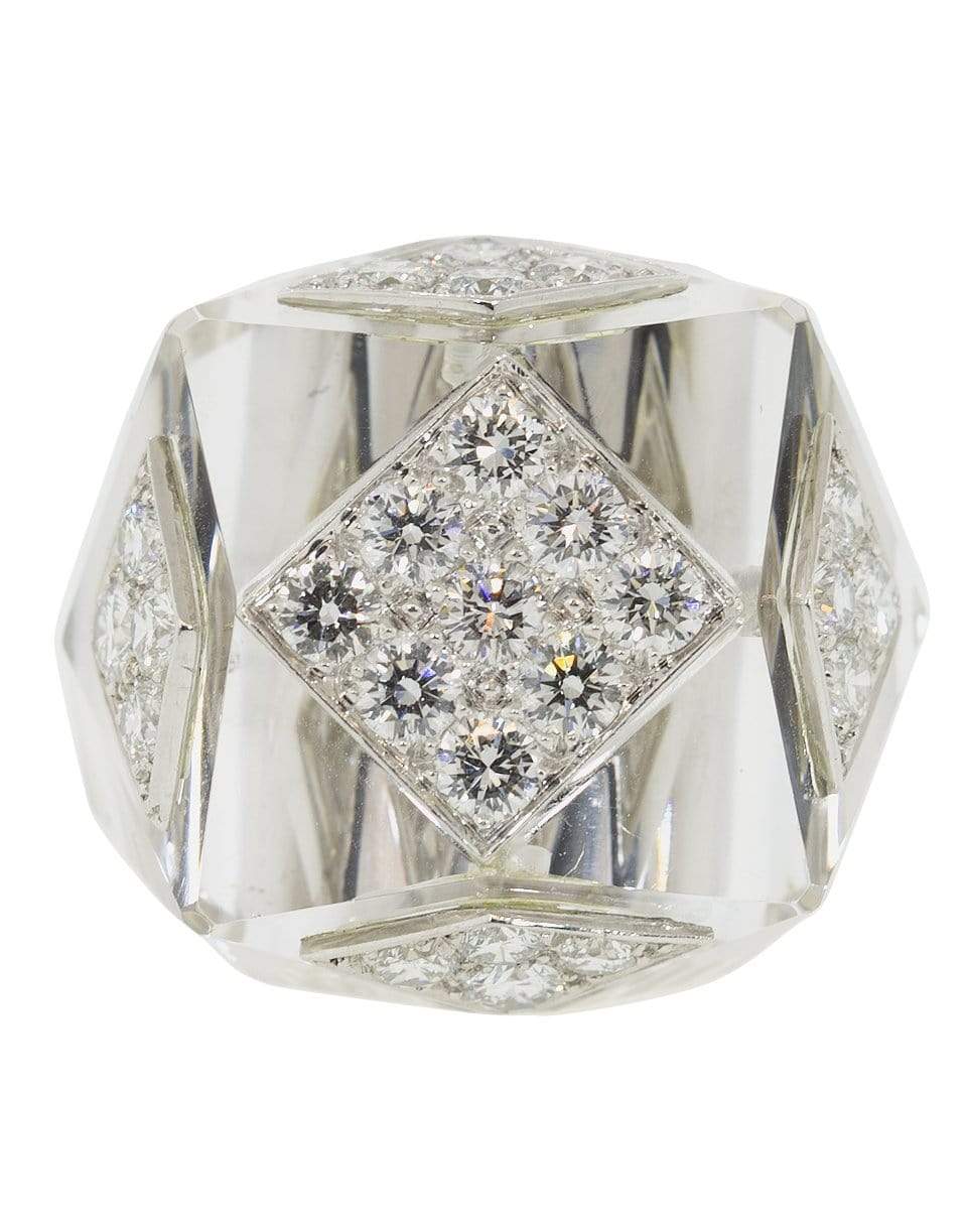 DAVID WEBB-Faceted Rock Crystal Ring-YELLOW GOLD