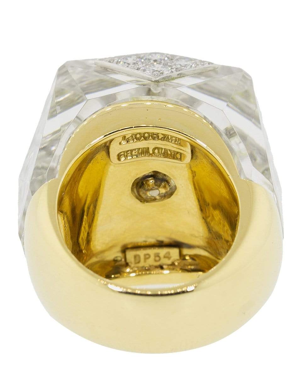 DAVID WEBB-Faceted Rock Crystal Ring-YELLOW GOLD