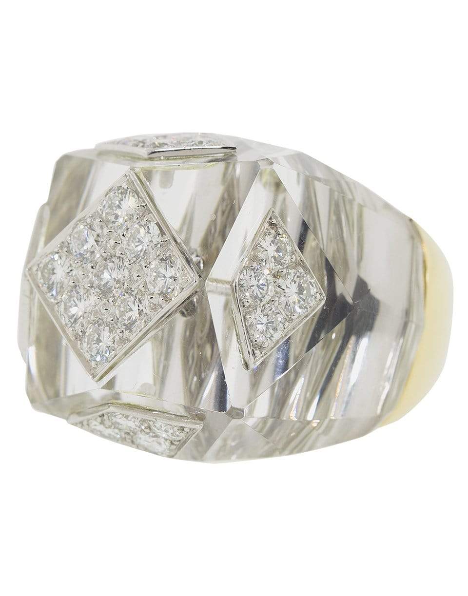 DAVID WEBB-Faceted Rock Crystal Ring-YELLOW GOLD