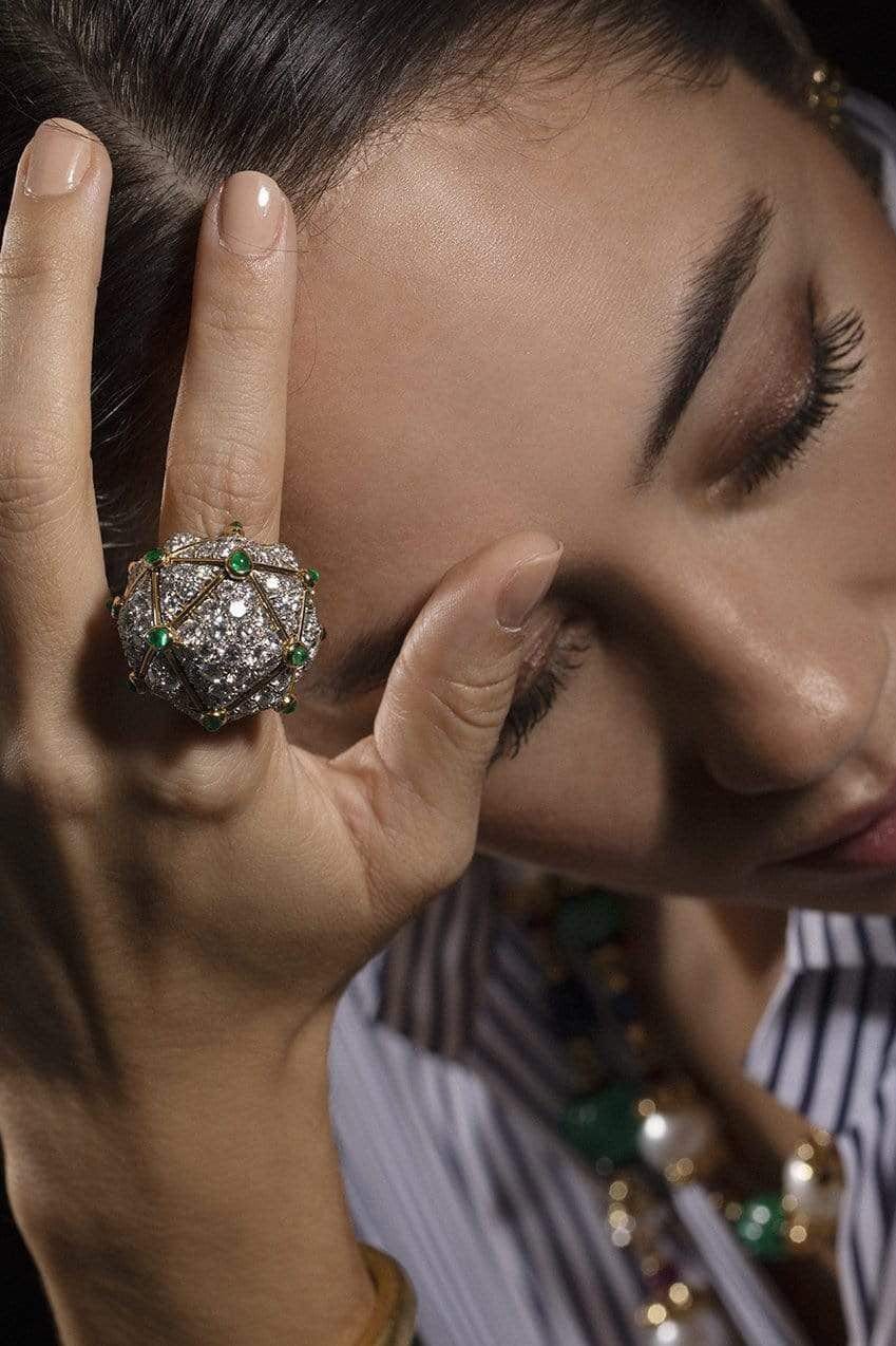 DAVID WEBB-Geodesic Dome Ring-YELLOW GOLD