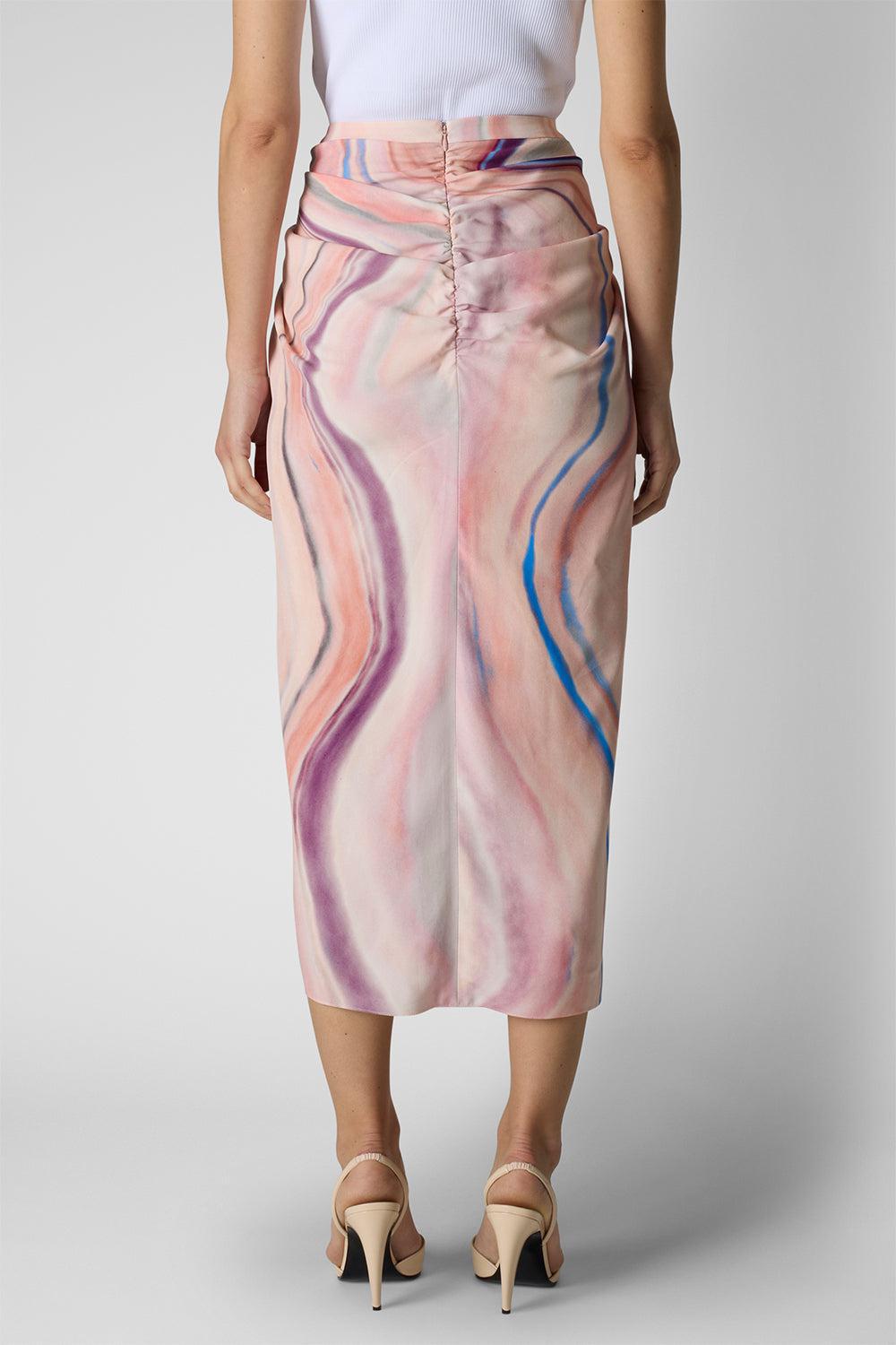 Drawstring Midi Skirt-PNK/BLUE-38-CLOTHINGSKIRTMIDI-DEL CORE