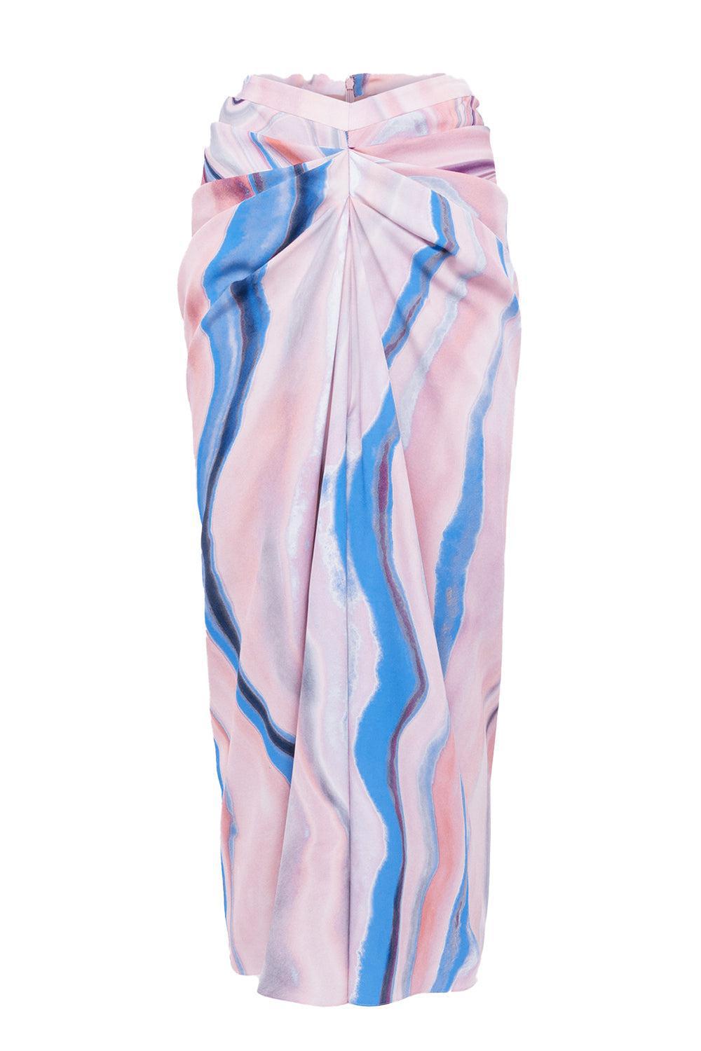 Drawstring Midi Skirt-PNK/BLUE-38-CLOTHINGSKIRTMIDI-DEL CORE